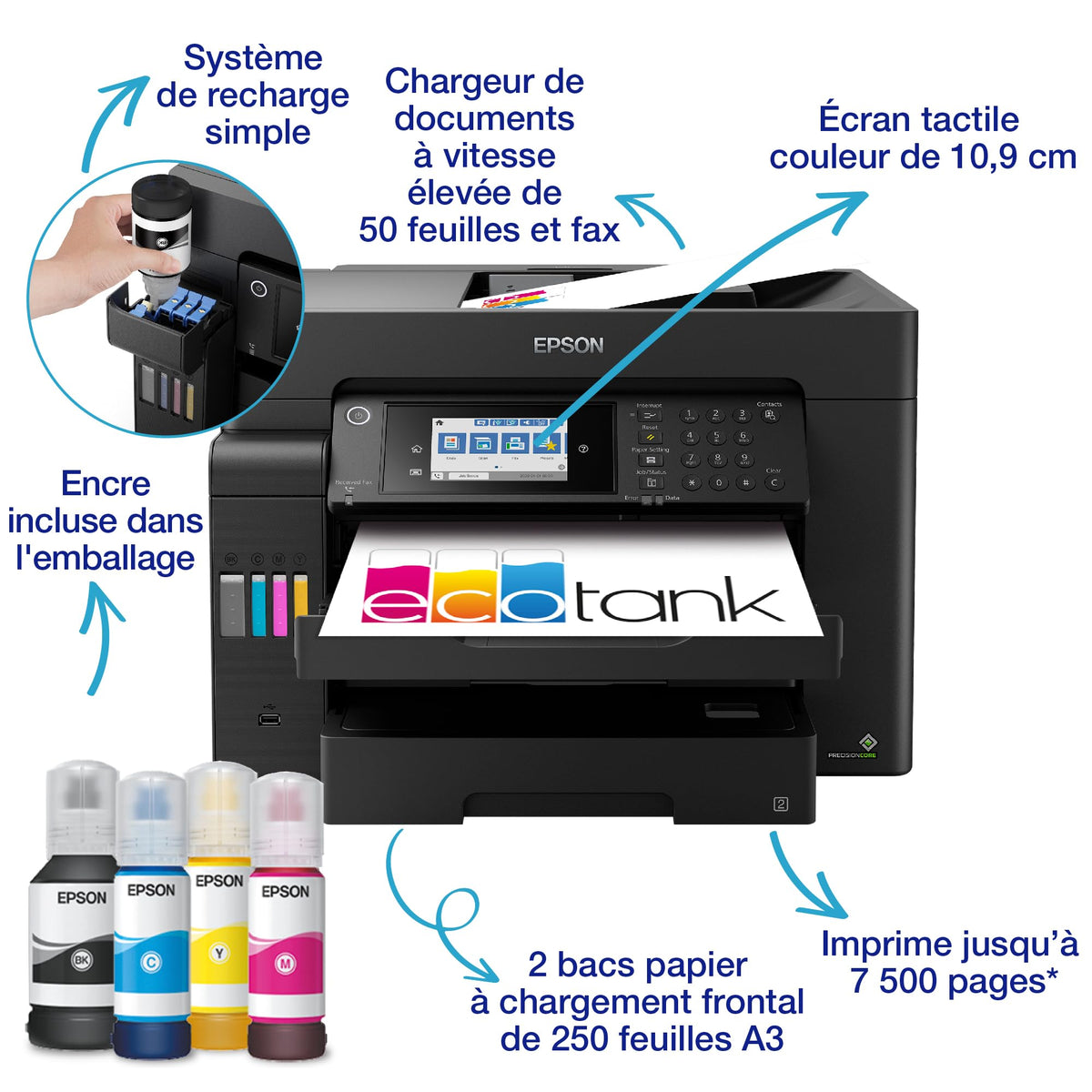 EPSON EcoTank ET-16605 MFP colour inkjet ITS A3 25ppm Print 550sheets USB LAN Wi-Fi Black