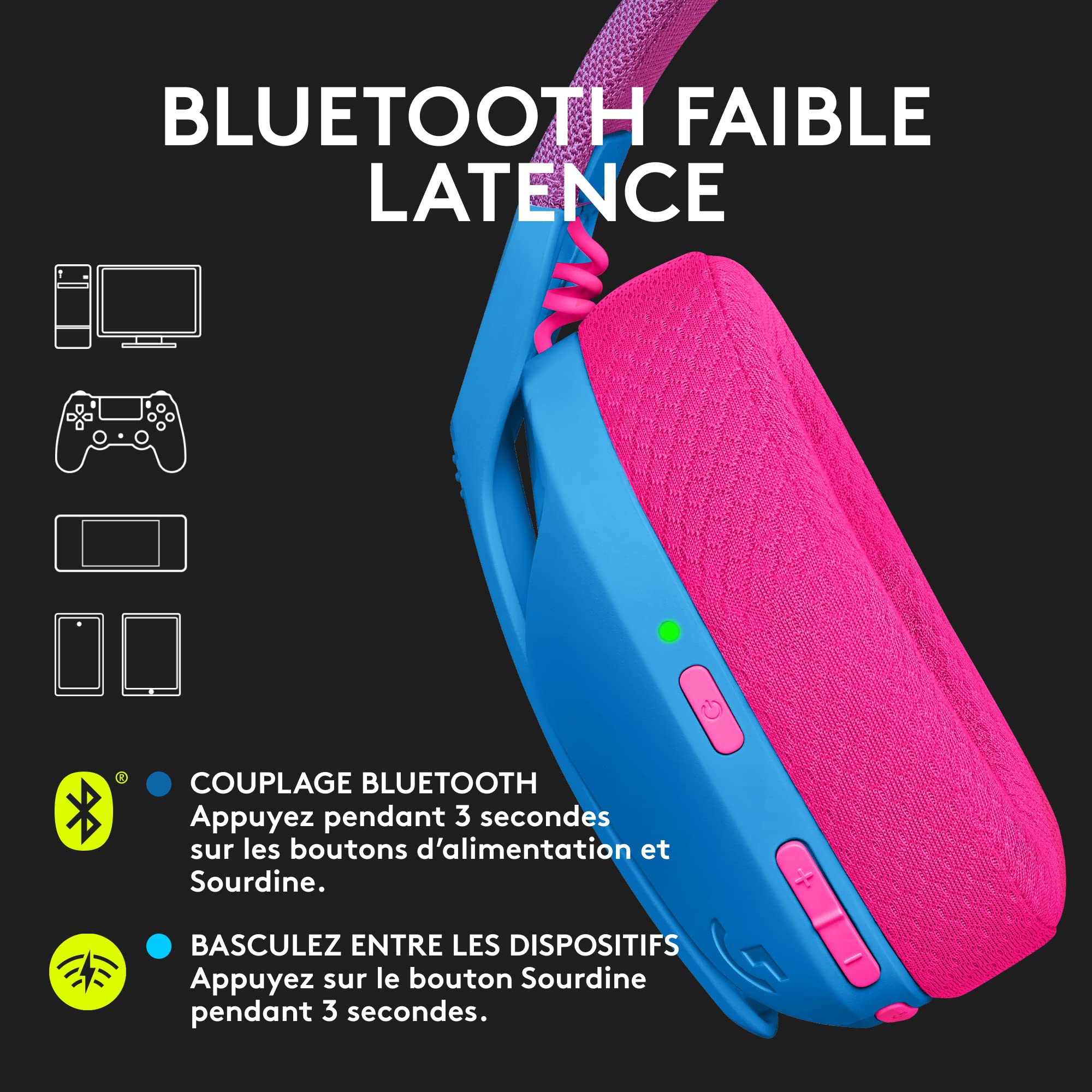 LOGITECH Lightspeed G435 Headset full size Bluetooth / 2.4 GHz radio frequency wireless blue Discord Certified