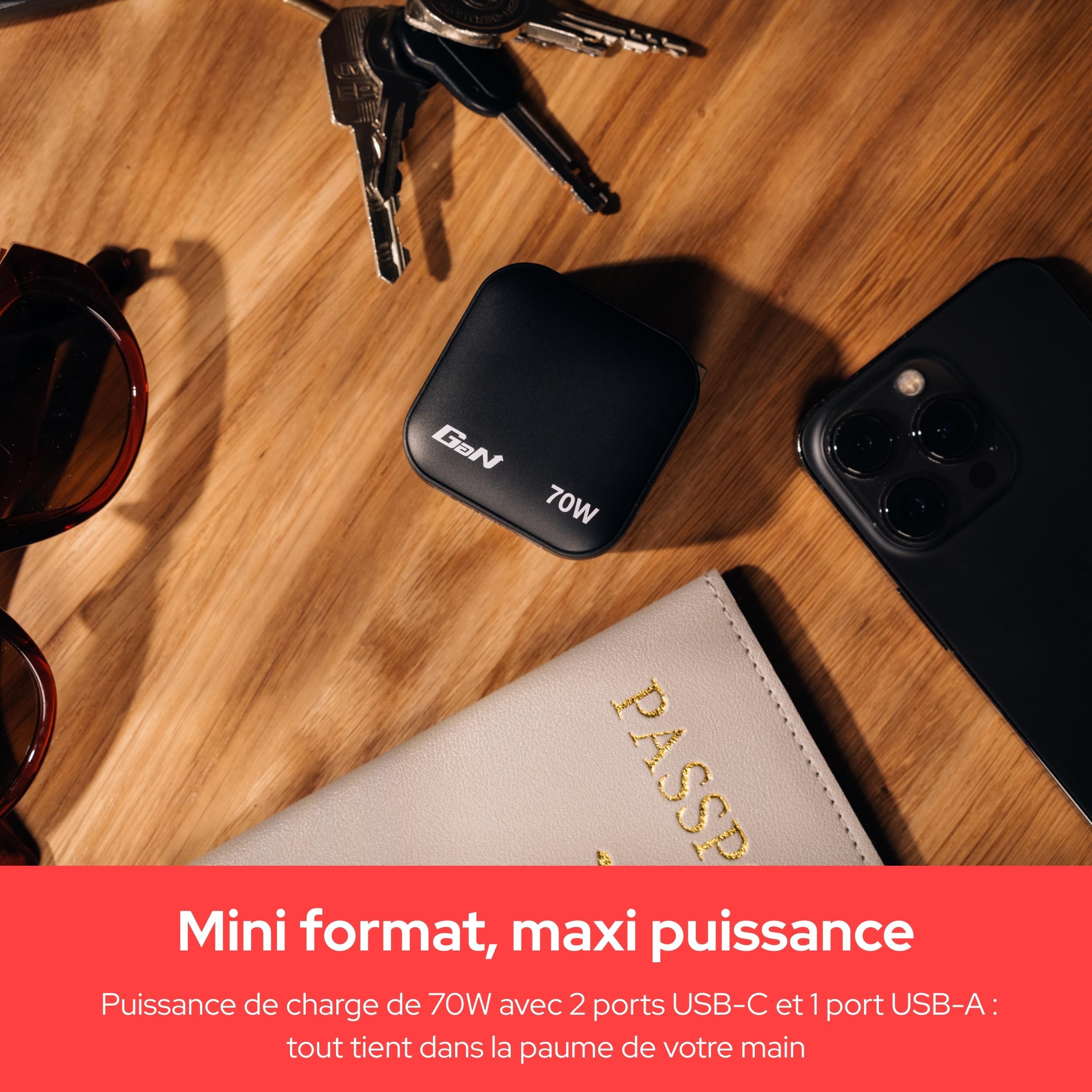 VERBATIM MINI GAN CHARGER 70W 3 PORT US/EU/UK ADP WCF (P)