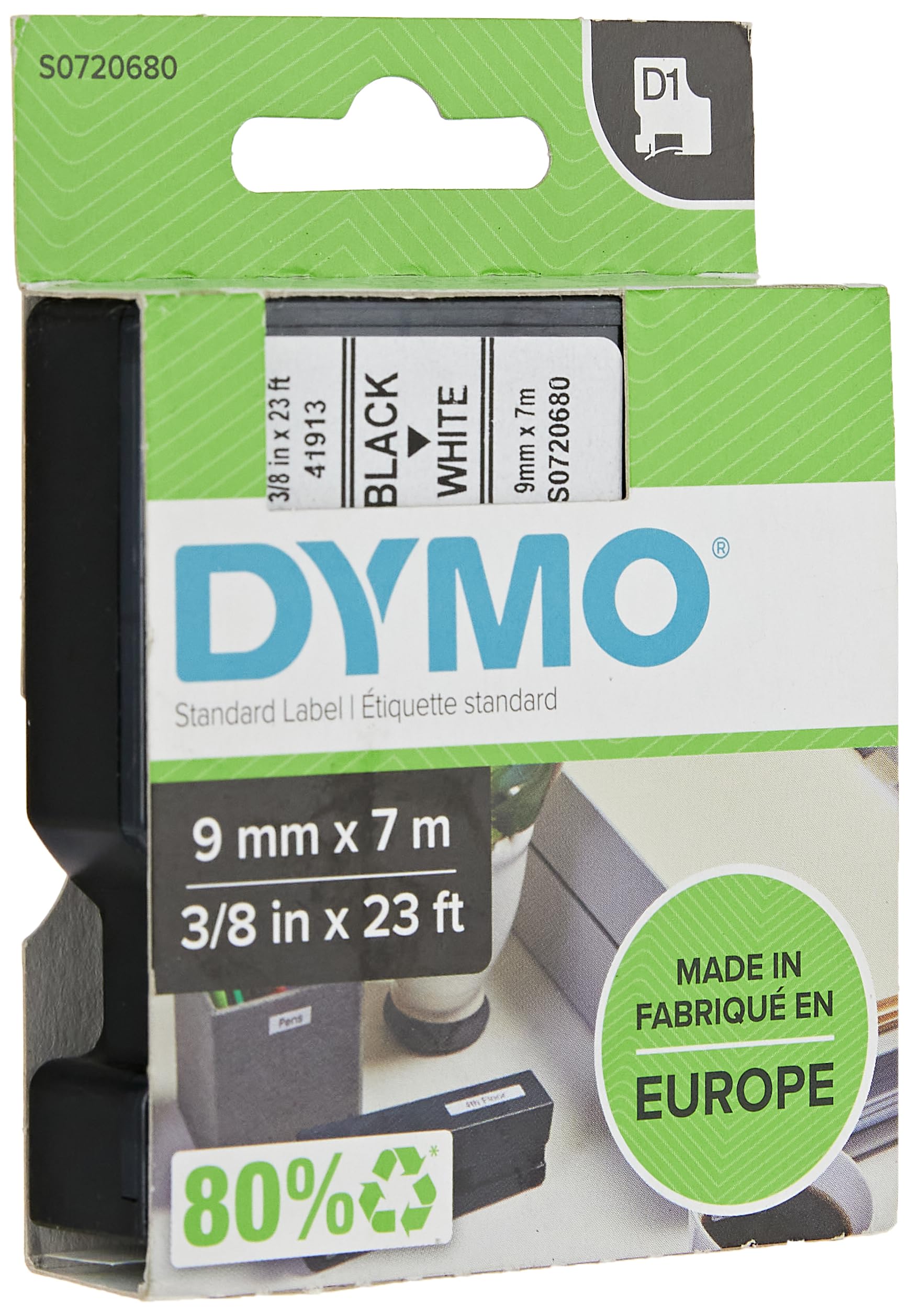 DYMO Ruban D1 - 9 mm noir sur blanc