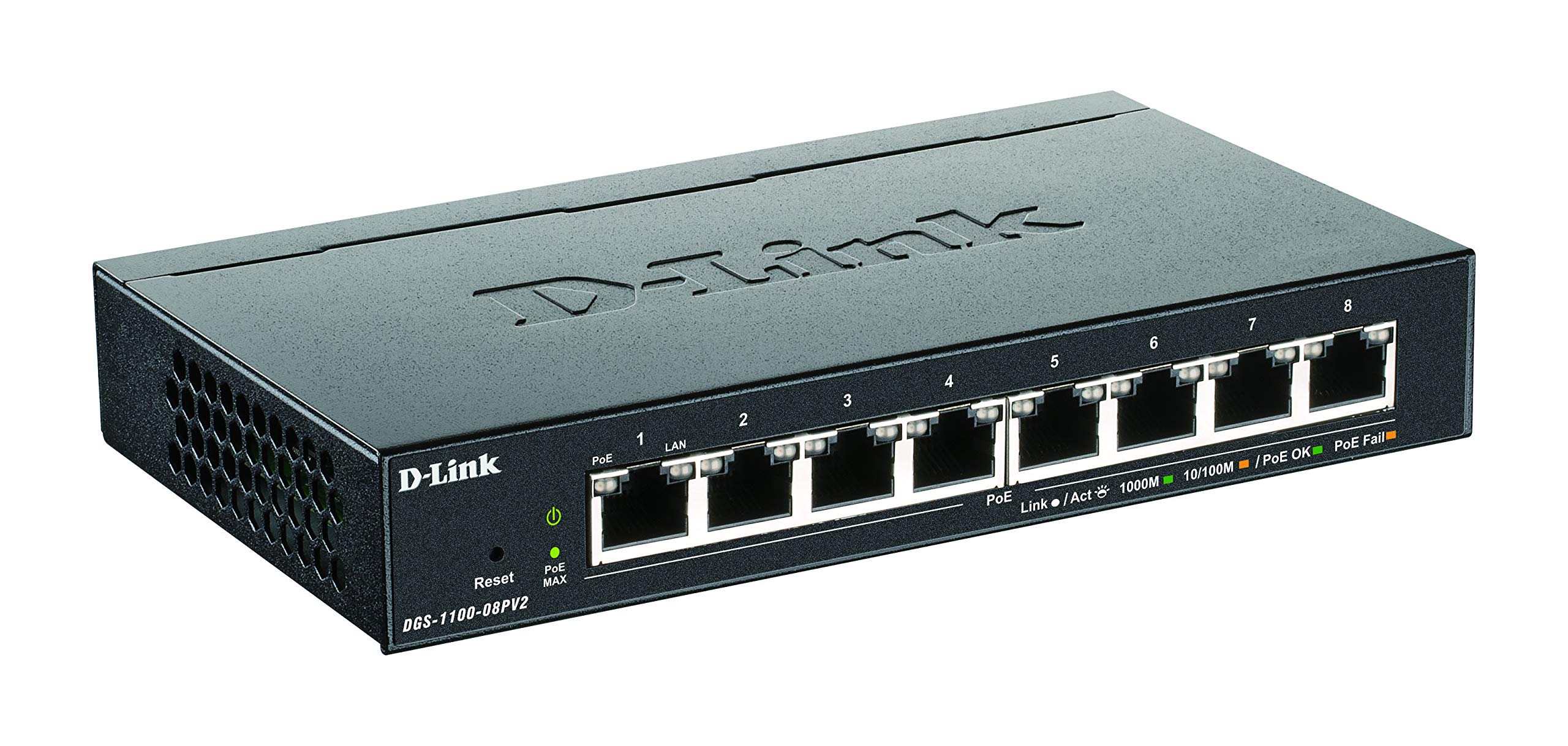 D-LINK 8-Port Layer2 PoE Smart Gigabit Switch 8x 10/100/1000Mbps TP RJ-45 PoE Port 802.3af/at Power-over-Ethernet up to 30 Watt