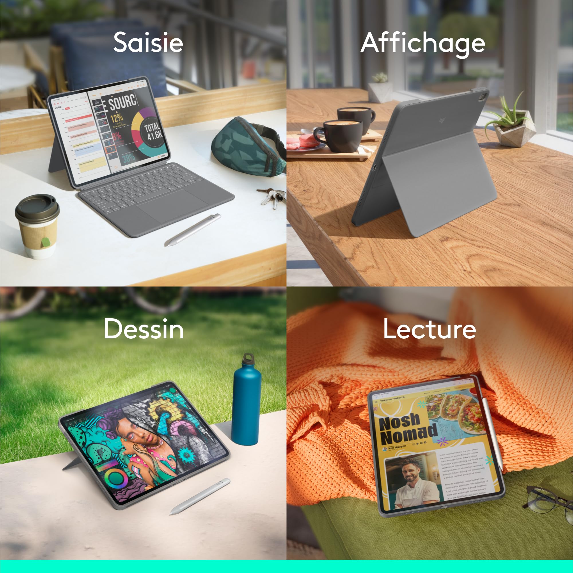 LOGITECH Combo Touch for iPad Air 13p M2 OXFORD GREY (FRA)