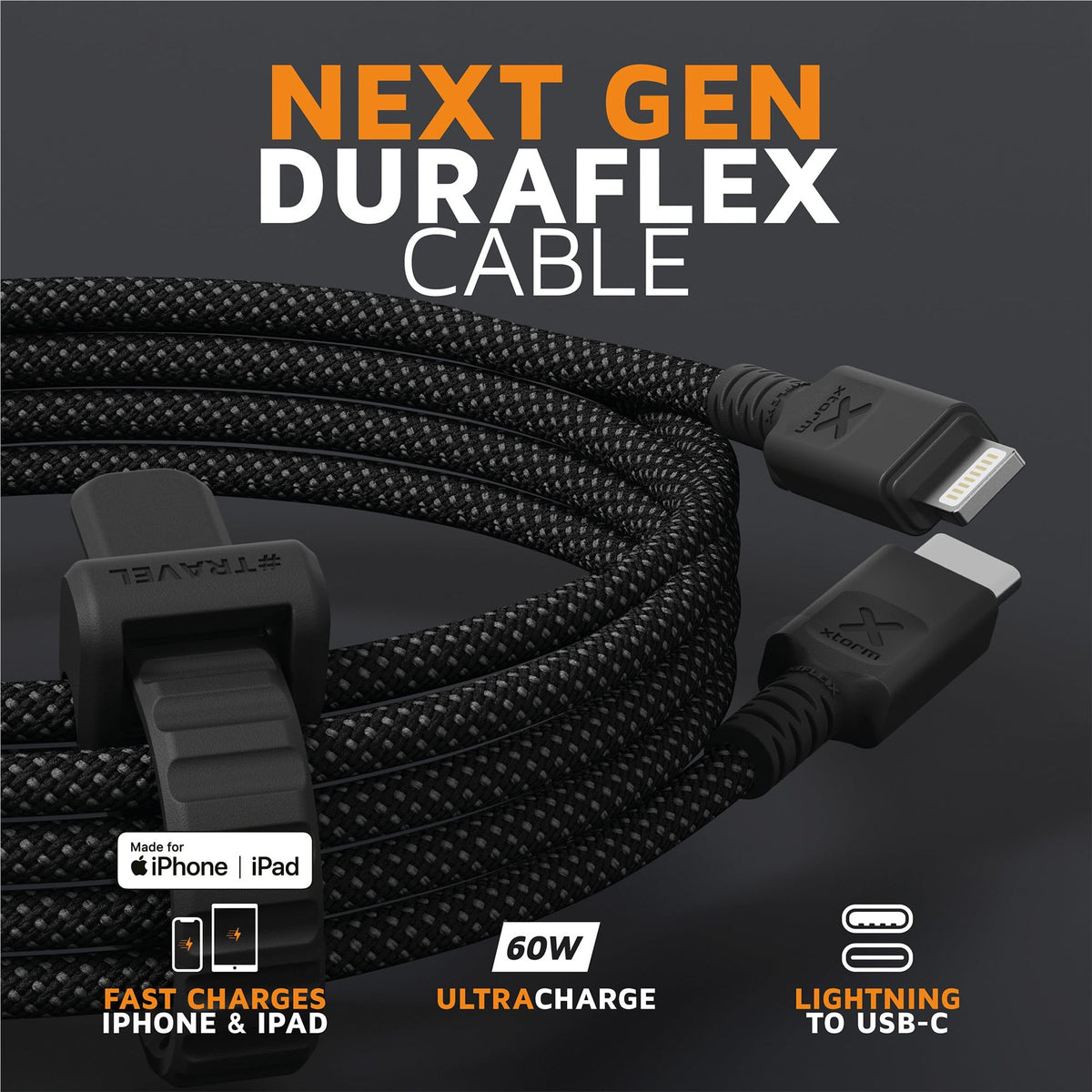XTorm Cordon USB Type-C vers Lightning Next Gen 1,5 m, noir