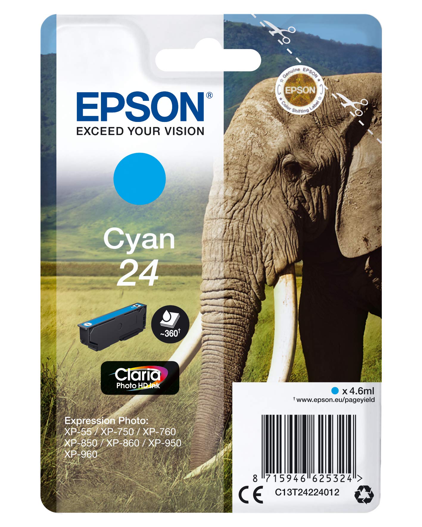 Cartouche EPSON C13T24224012 24 - Cyan