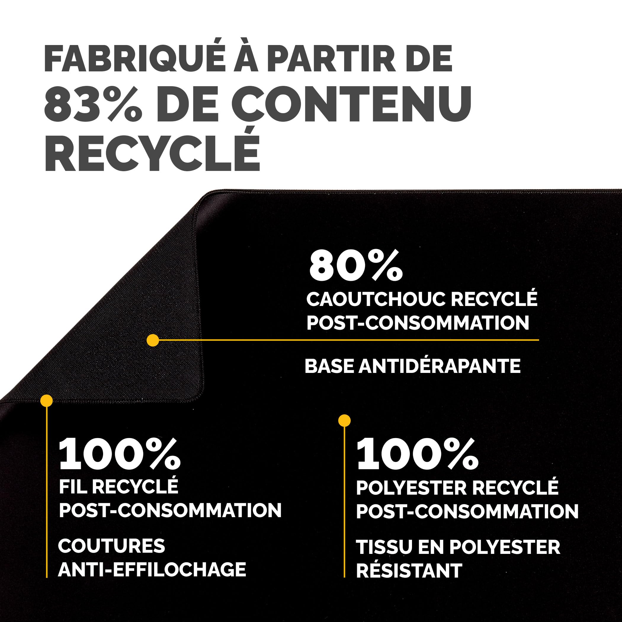 FELLOWES TAPIS SOUS MAIN DE BUREAU NOIR