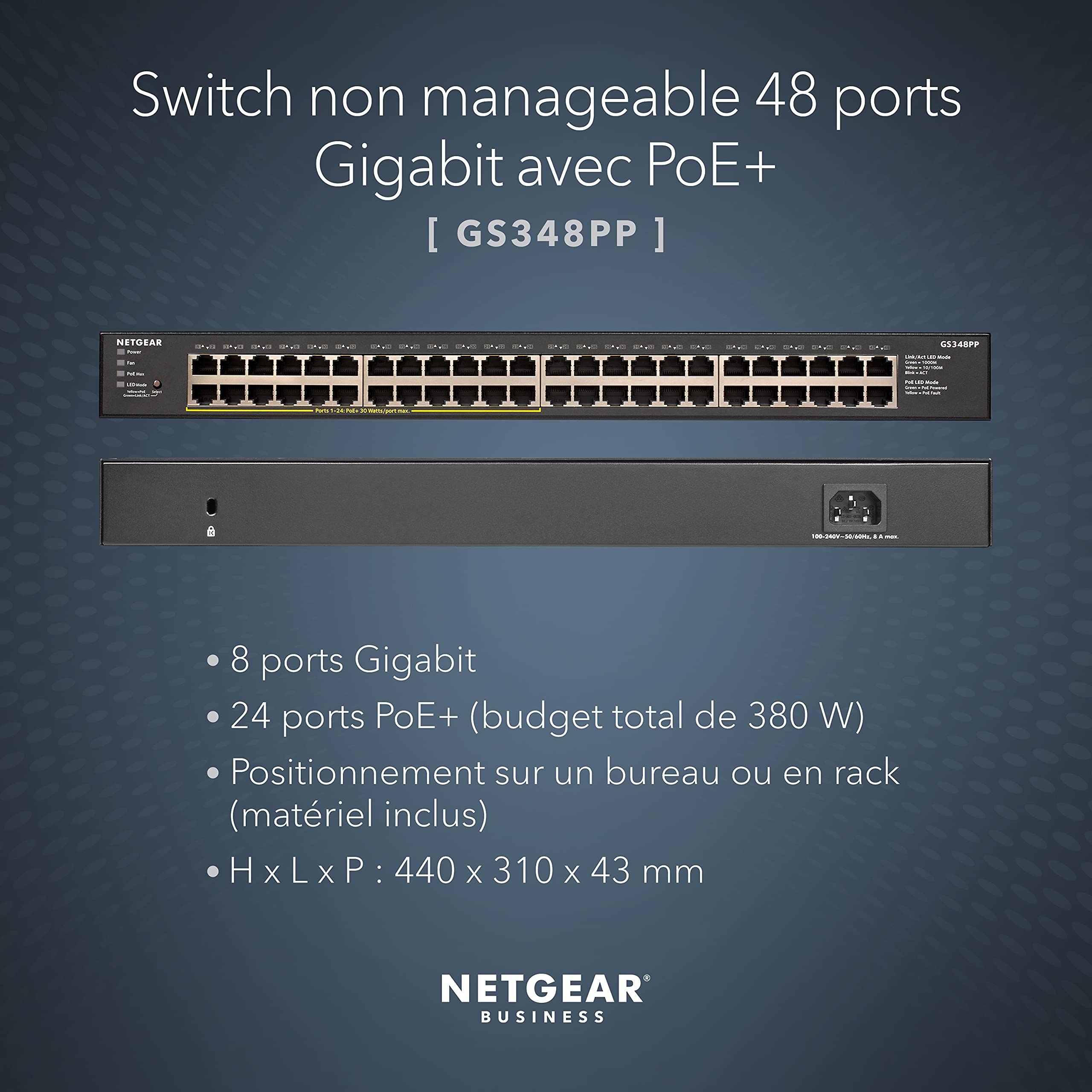 NETGEAR 48-Port Gb unmanaged PoE+ Switch