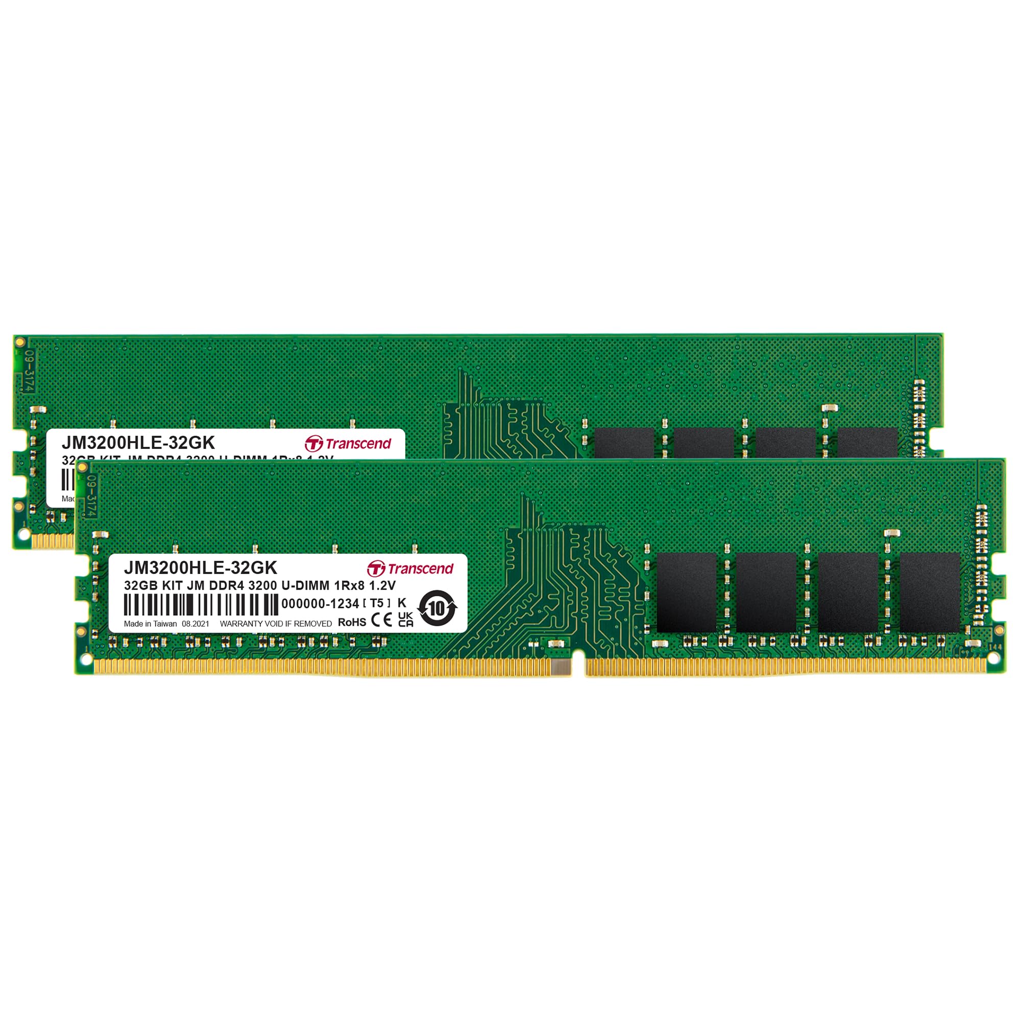 TRANSCEND JetRam 32Go KIT DDR4 3200Mhz U-DIMM 1Rx8 2Gx8 CL22 1.2V