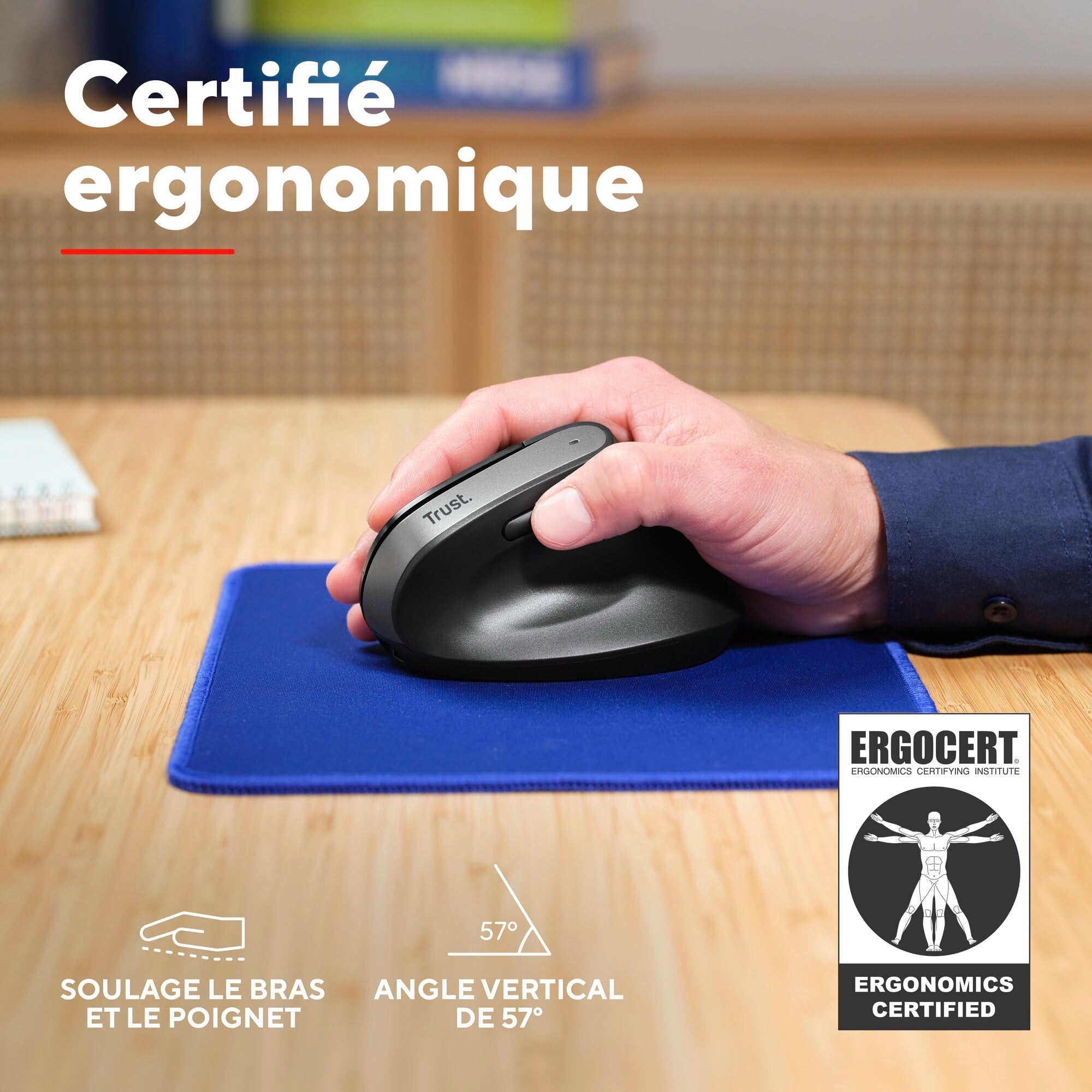 TRUST Souris egonomique BAYO+ sans fil - Noire