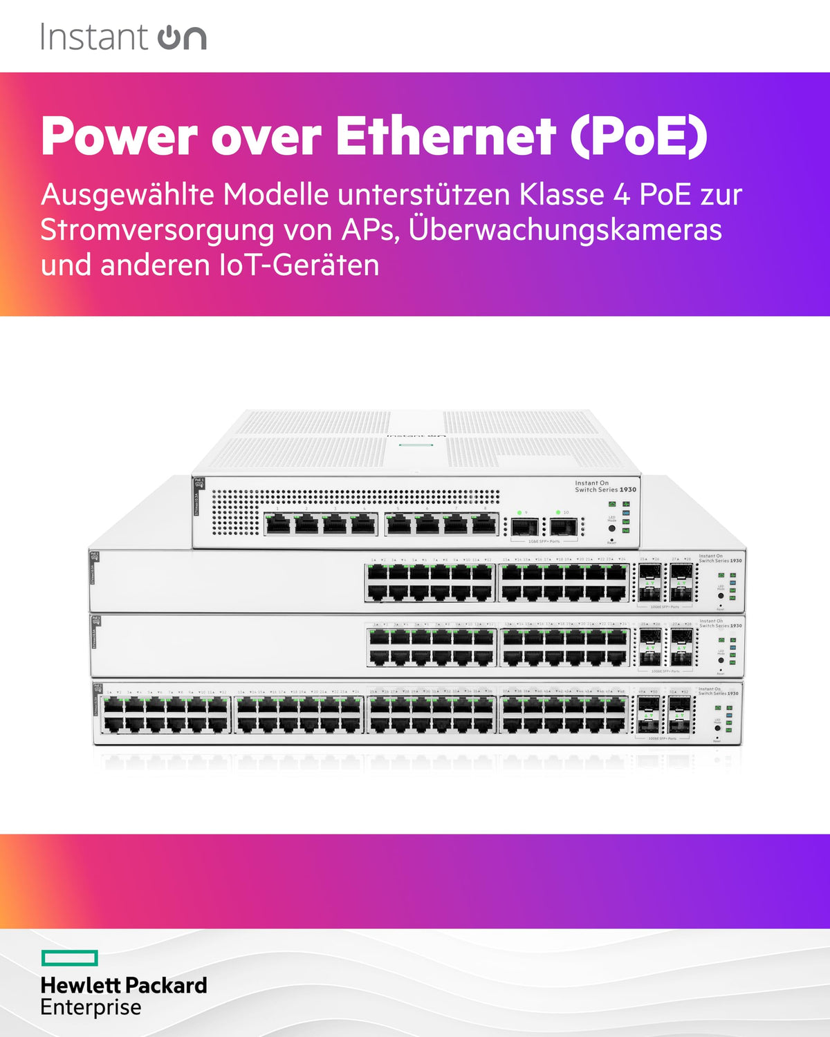 HPE Networking Instant On 1930 24G Class4 PoE 4SFP/SFP+ 370W Switch Commutateur C3 Géré 24 x 10/100/1000 PoE