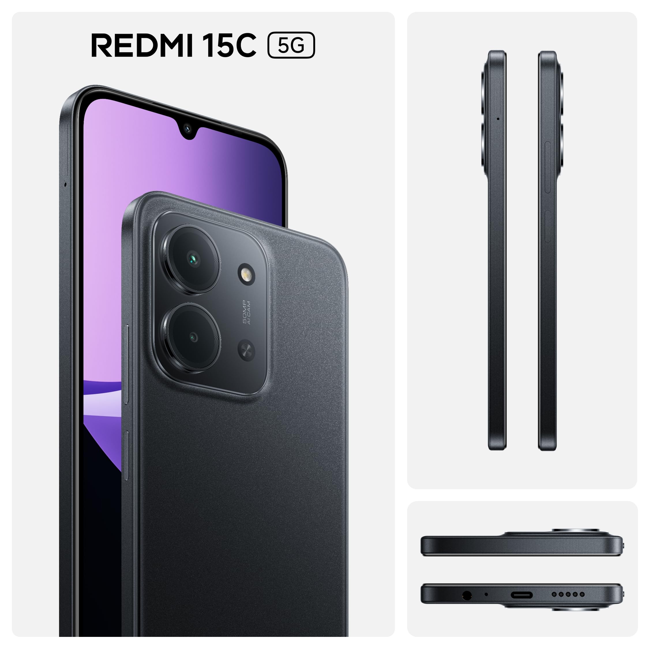 Xiaomi Redmi 15C 5G (6.9'' - 256 Go, 4 Go RAM) Noir