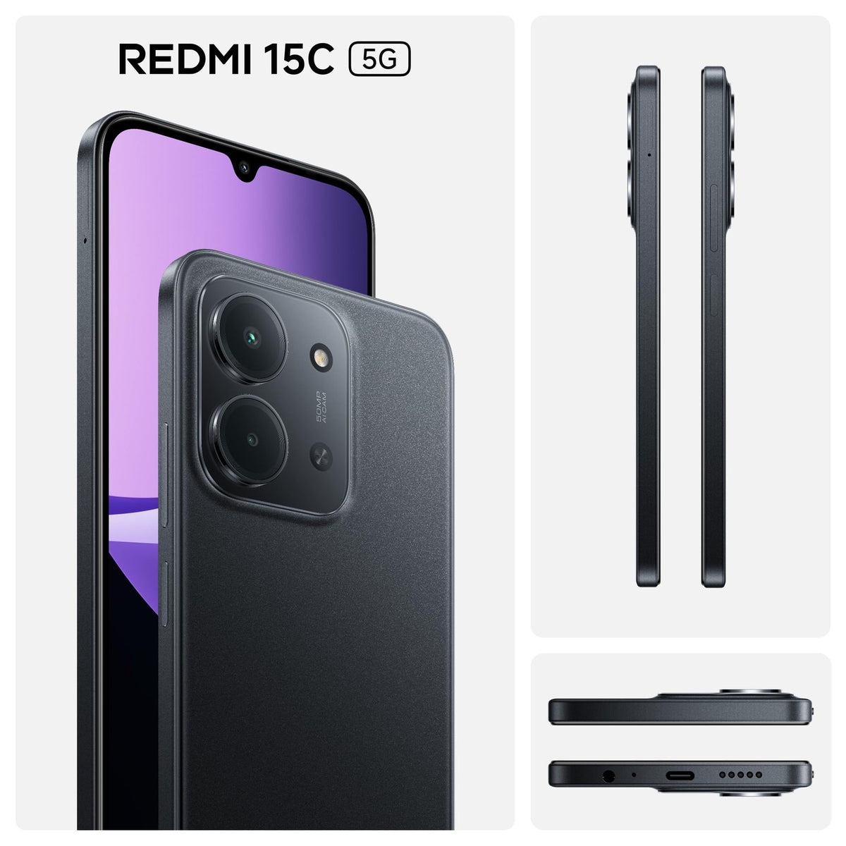 Xiaomi Redmi 15C 5G (6.9'' - 256 Go, 4 Go RAM) Noir
