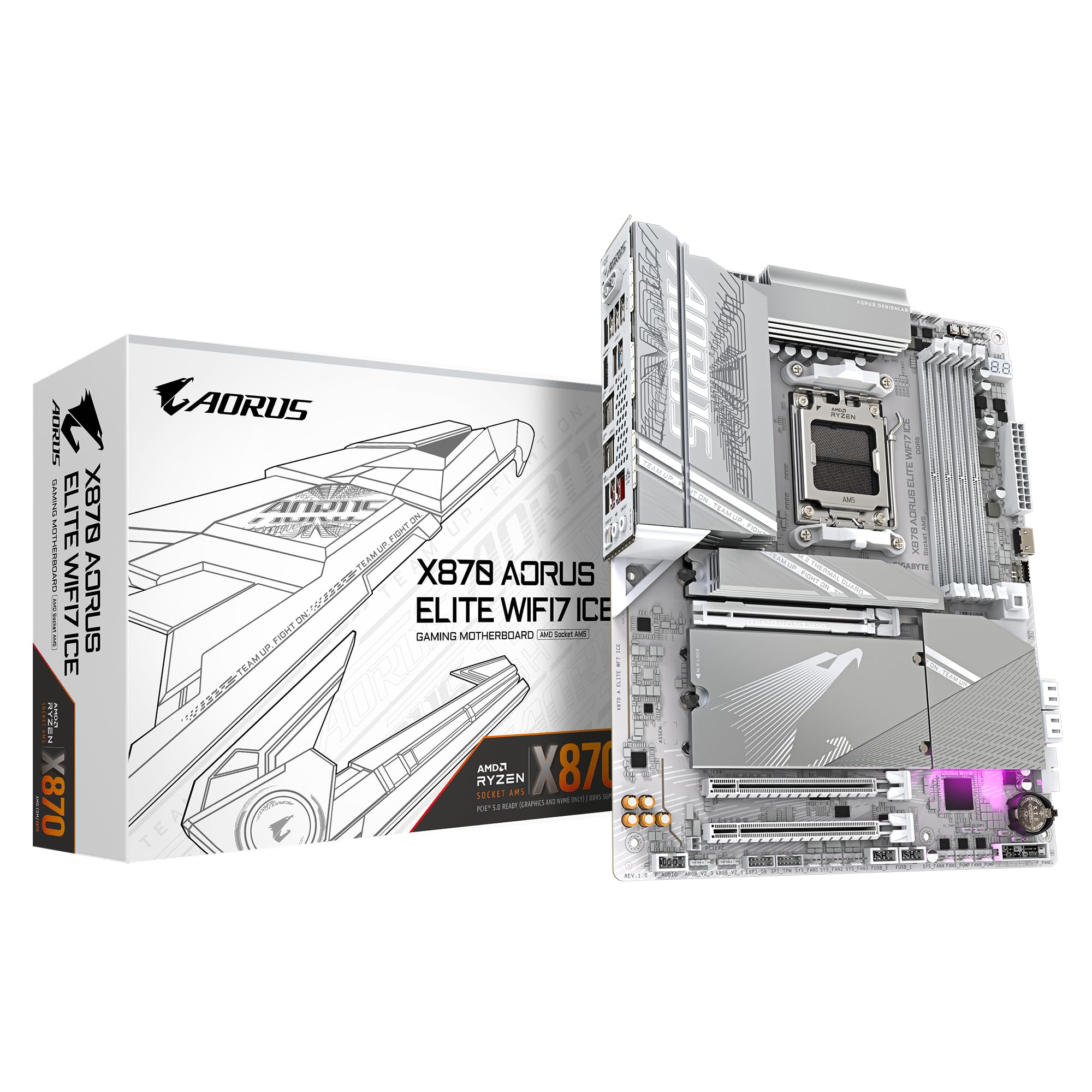 GIGABYTE X870 AORUS ELITE WIFI7 ICE AMD X870 Emplacement AM5 ATX
