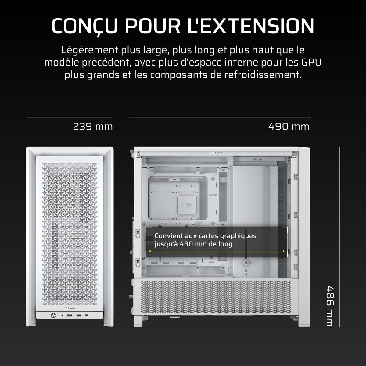 Corsair FRAME 4000D Midi Tower Blanc