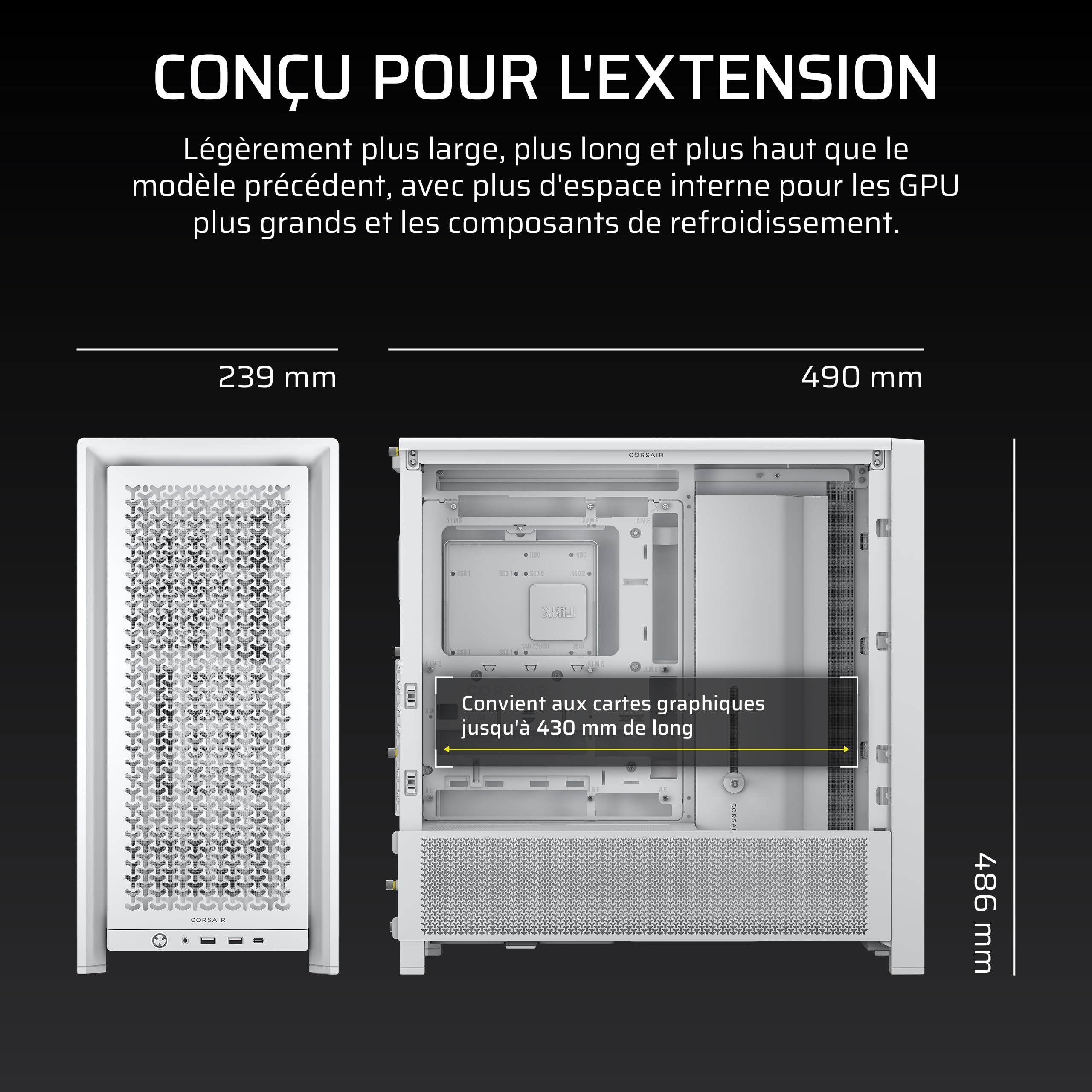 Boîtier ATX semi-tour Corsair Blanc