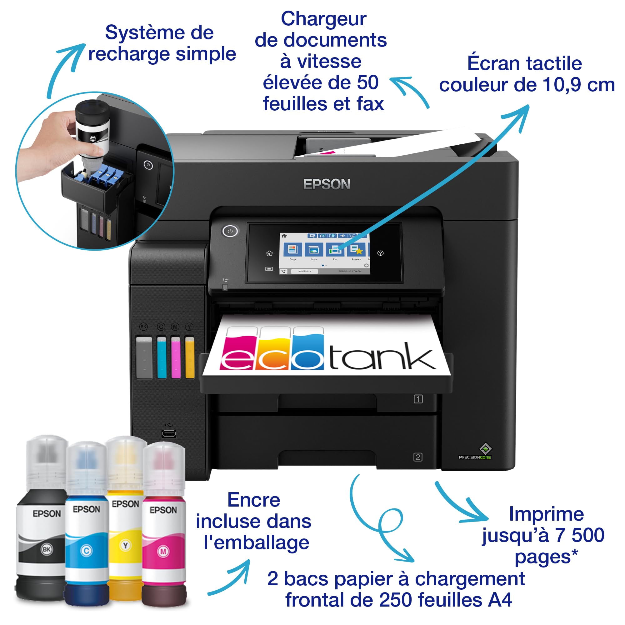 EPSON EcoTank ET-5805 MFP colour inkjet ITS A4 25ppm Print 550sheets USB LAN Wi-Fi Black
