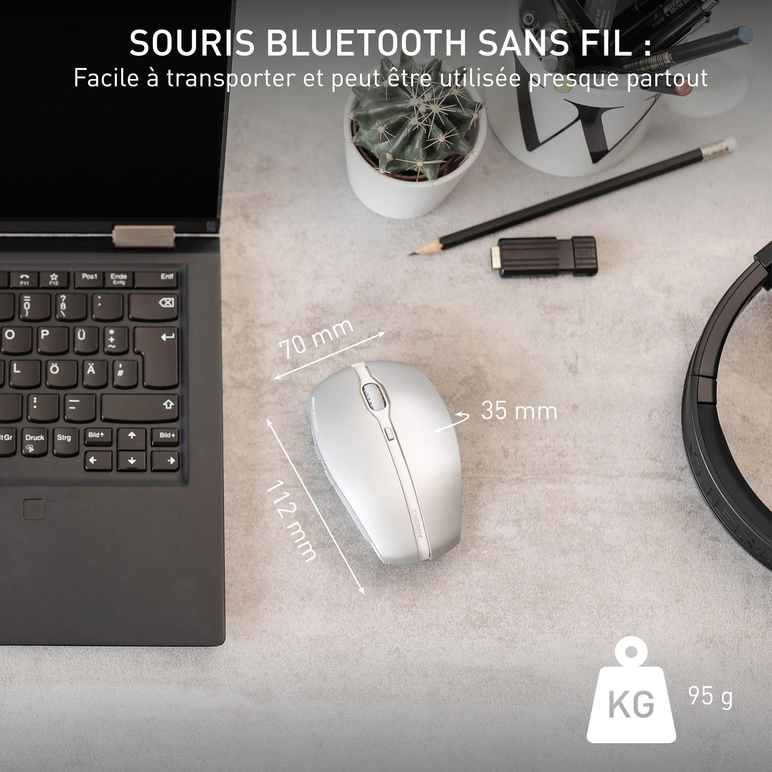 CHERRY Souris Gentix BT Bluetooth Frosted Silver