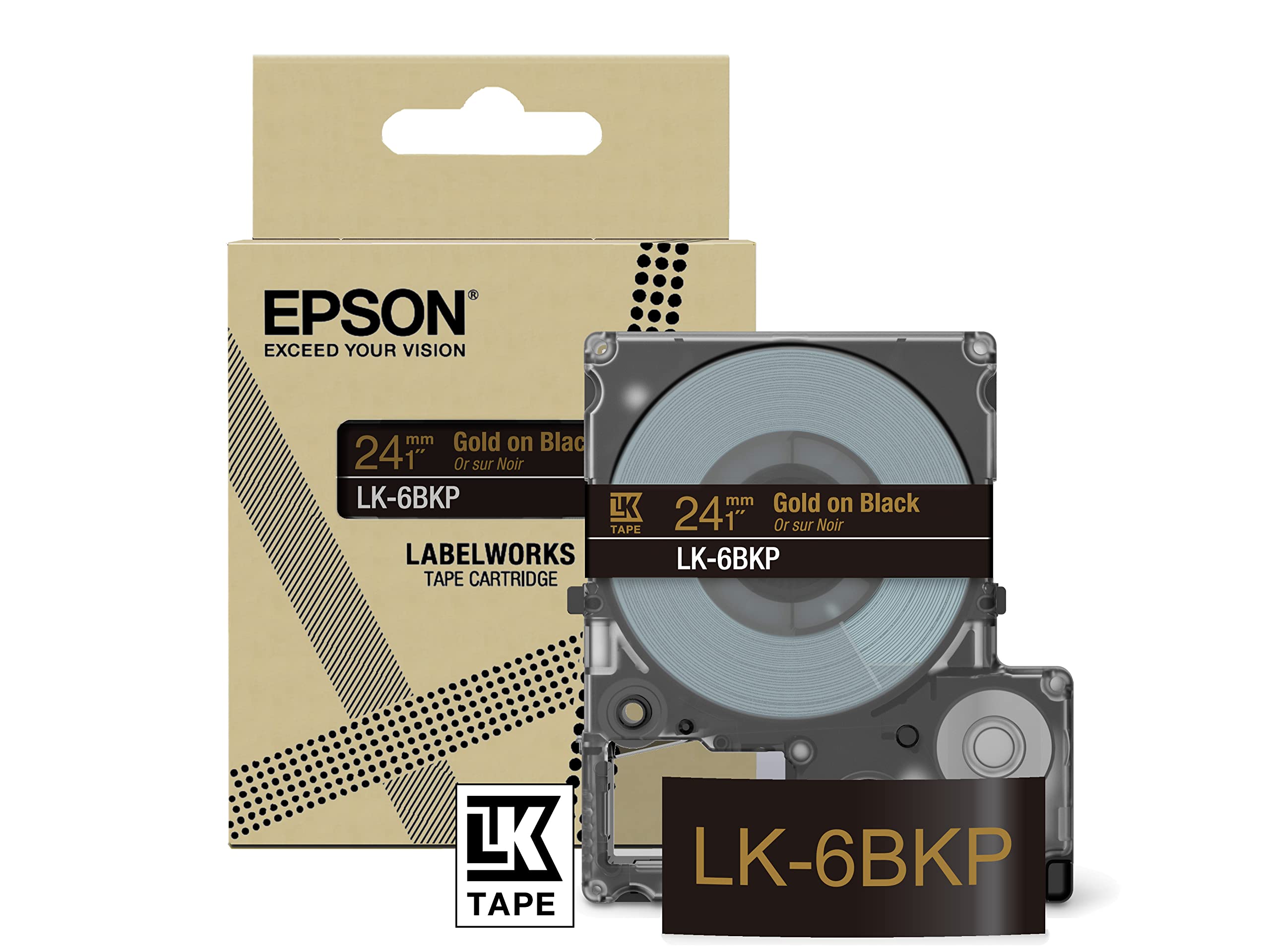 EPSON Metallic Tape Black/Gold 24mm 9m LK-6BKP