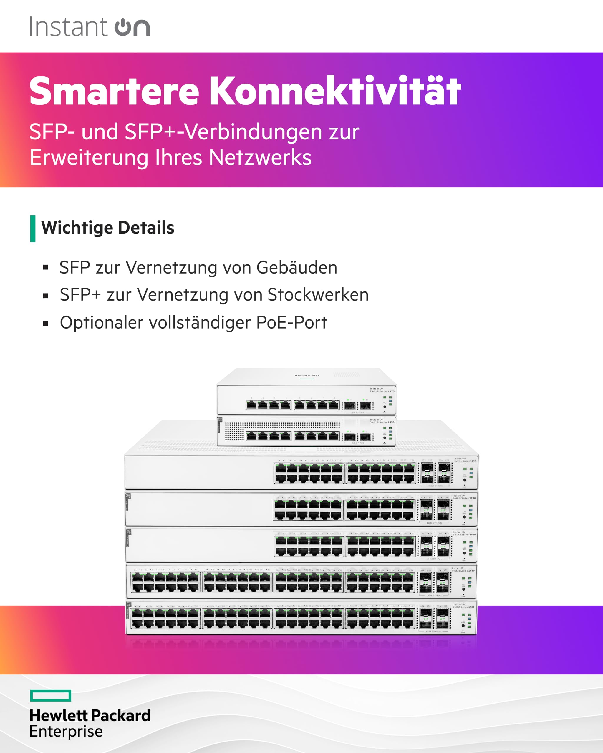HPE Networking Instant On 1930 24G Class4 PoE 4SFP/SFP+ 370W Switch Commutateur C3 Géré 24 x 10/100/1000 PoE