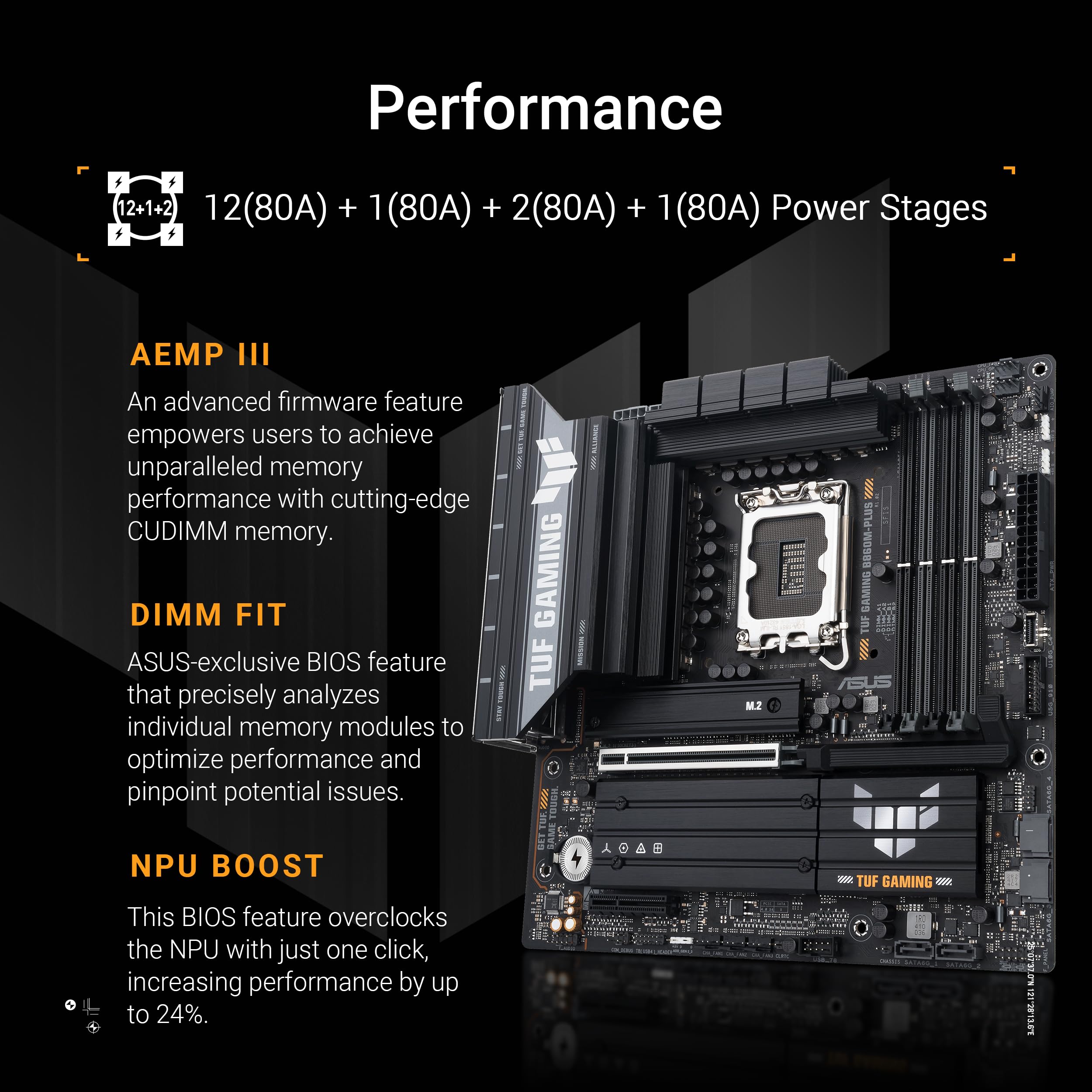 ASUS TUF GAMING B860M-PLUS LGA1851 DDR5 micro ATX MB 1xHDMI 1xDP 3xM.2 4xSATA
