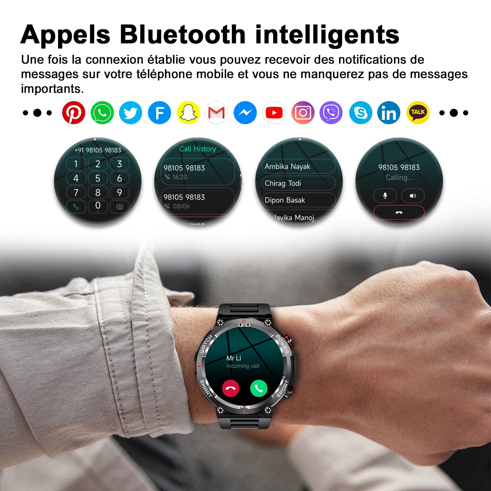 Blackview W50 (Montre Connectée - 1.39'' - Microphone intégré) Noir