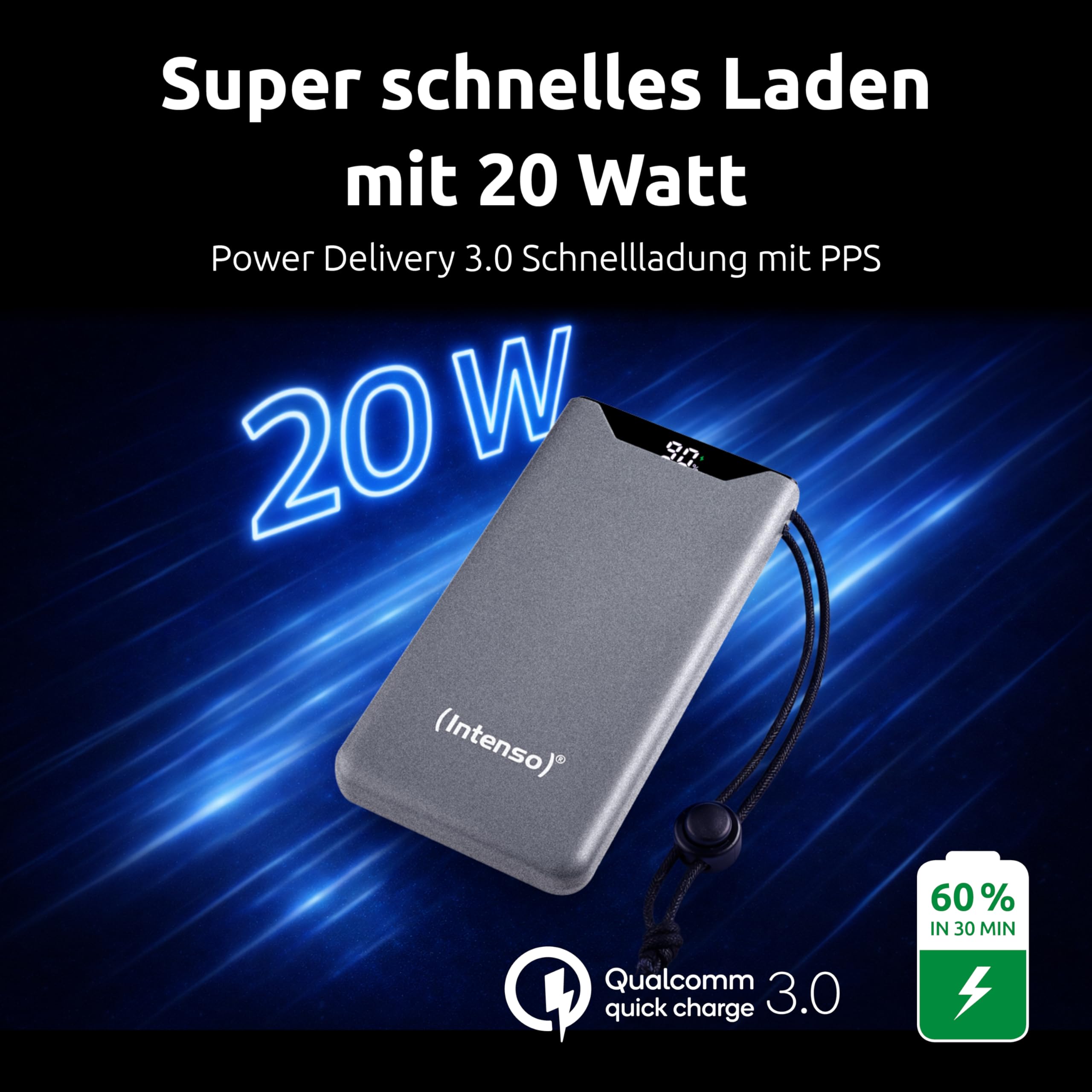 INTENSO Powerbank F10000, Power Delivery et Quick Charge, gr