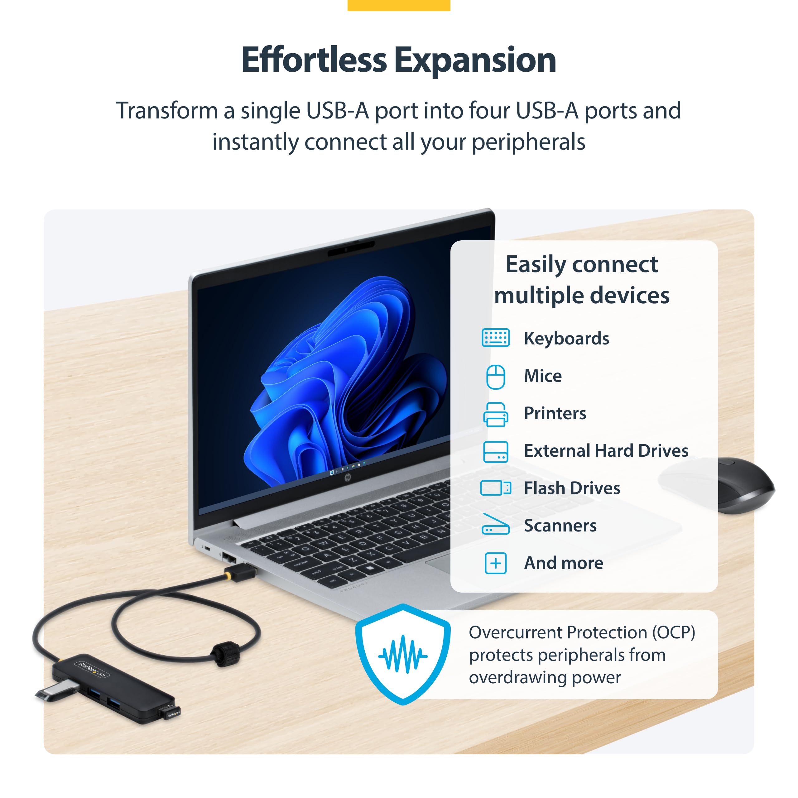 4-Port USB-A Hub Bus Powered 5Gbps