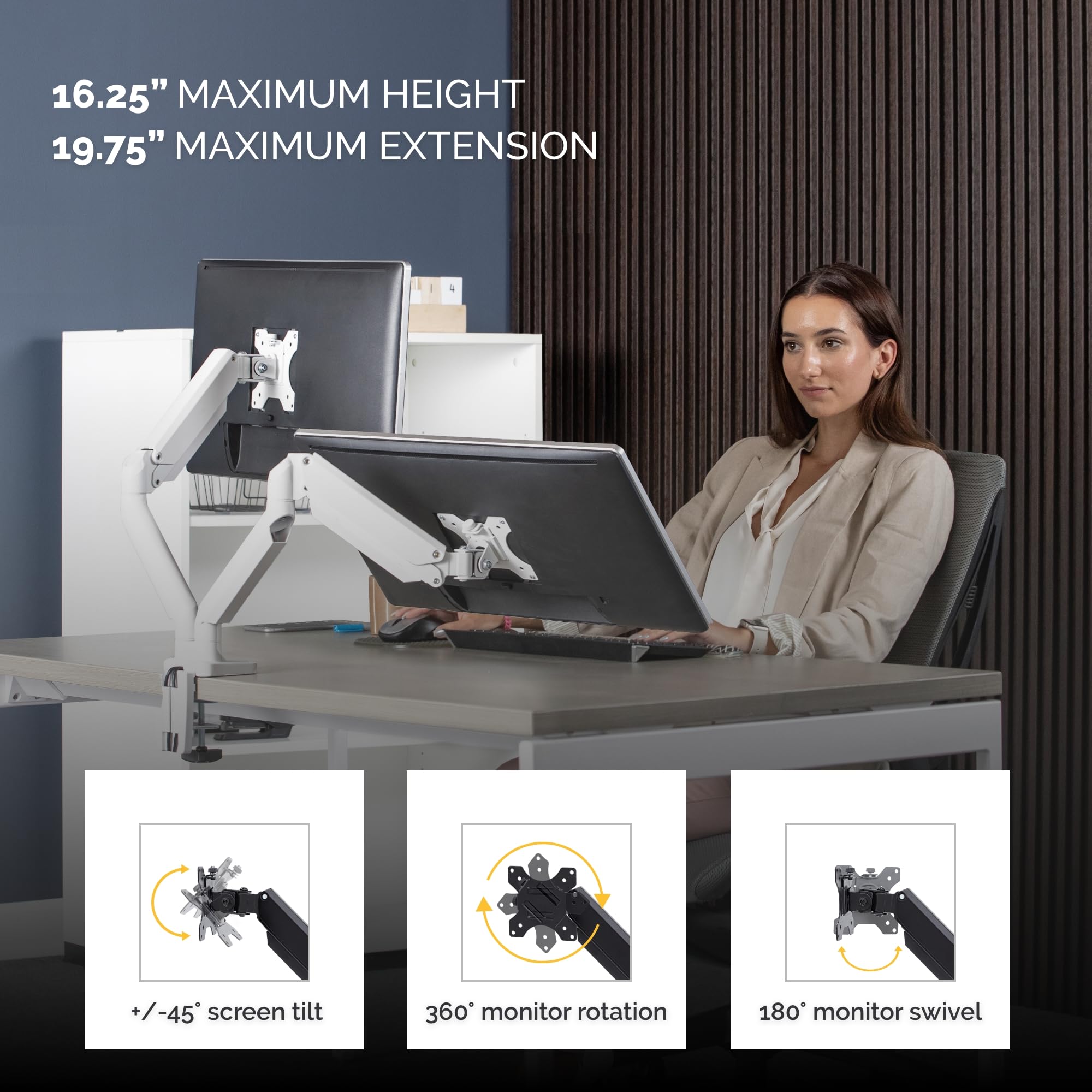 FELLOWES Bras Porte-Ecrans Double Blanc Platinum Series