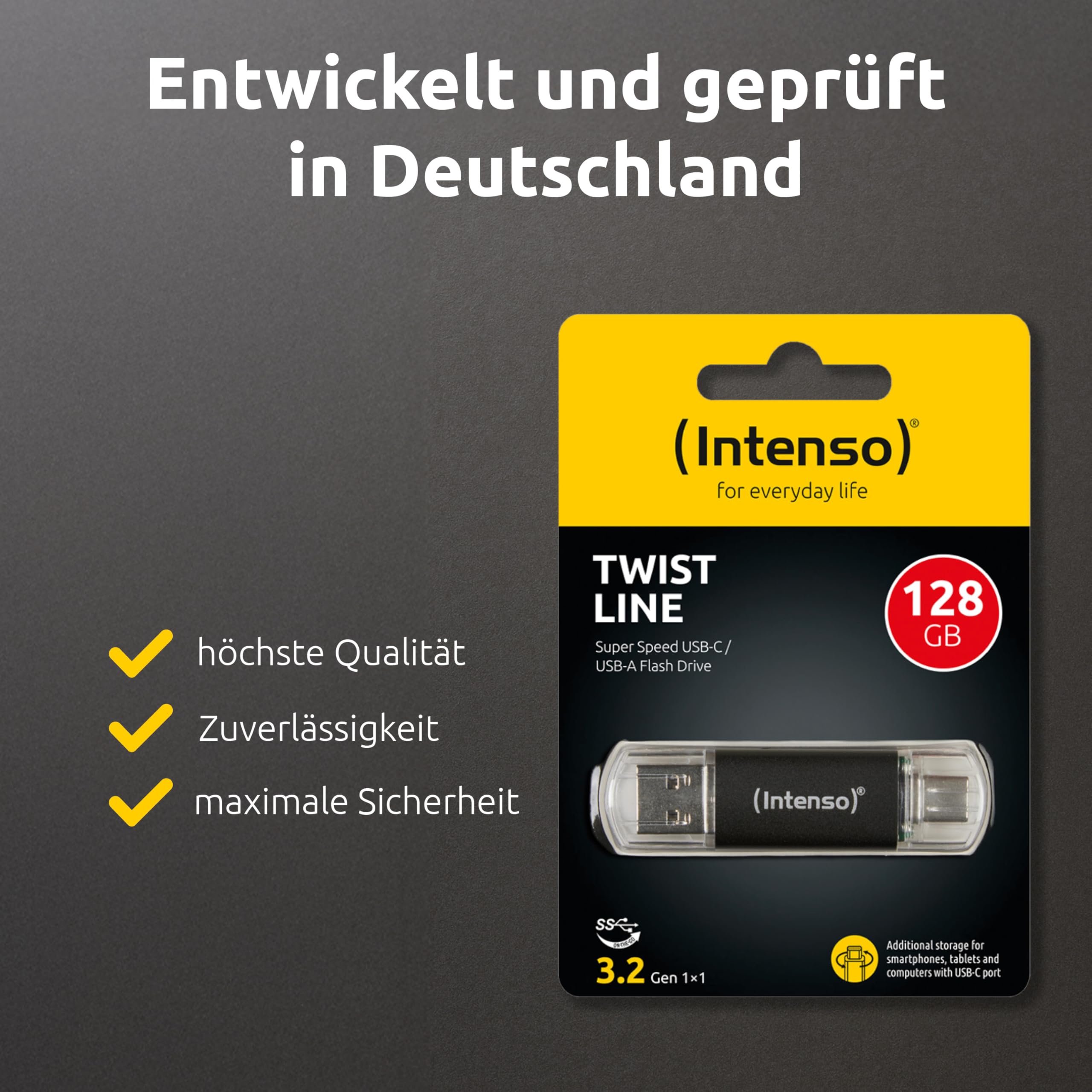 INTENSO Clé USB  3.2 Twist Line - 128 Go Type-C et Type-A