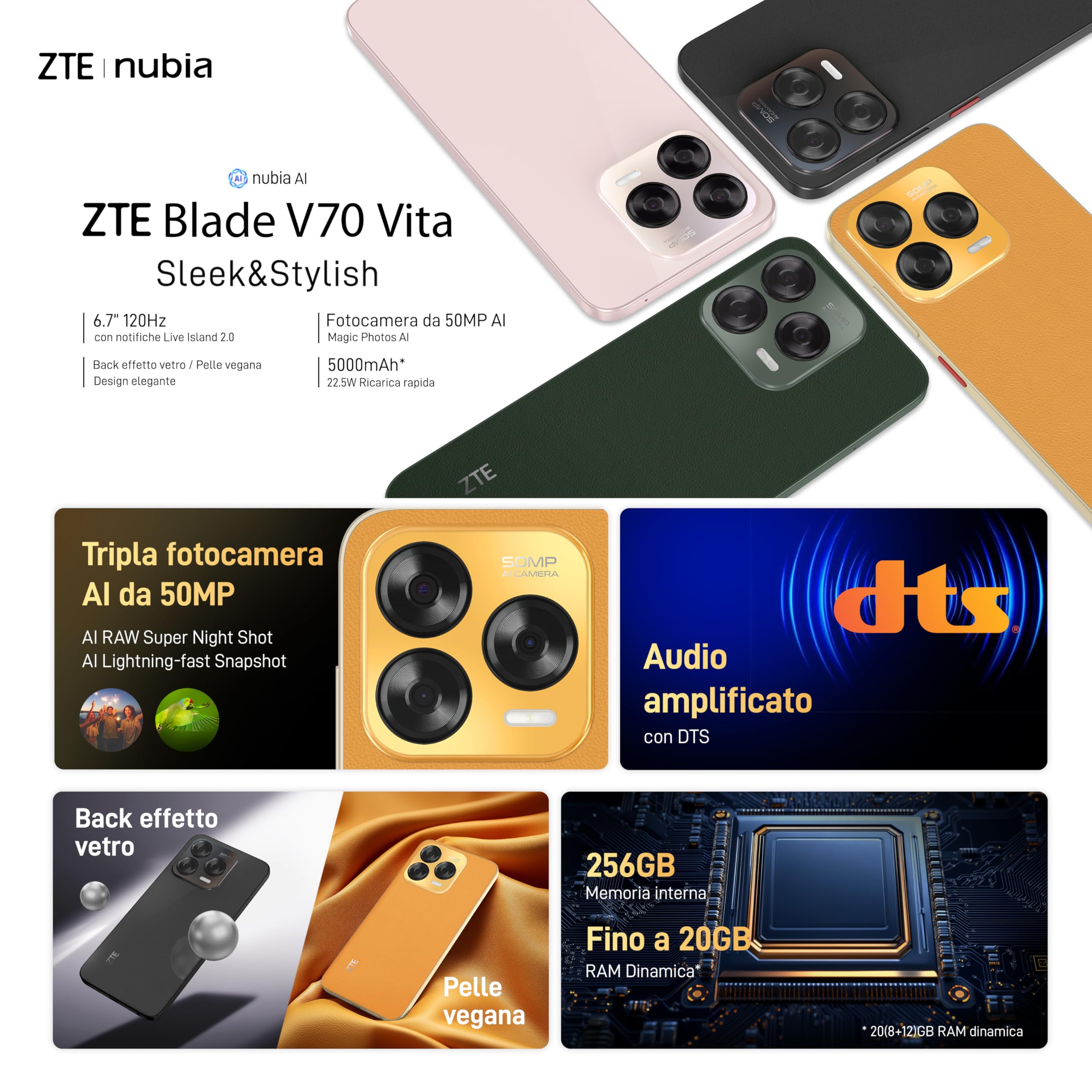 ZTE Blade V70 Vita 8+256Go Stone Gray