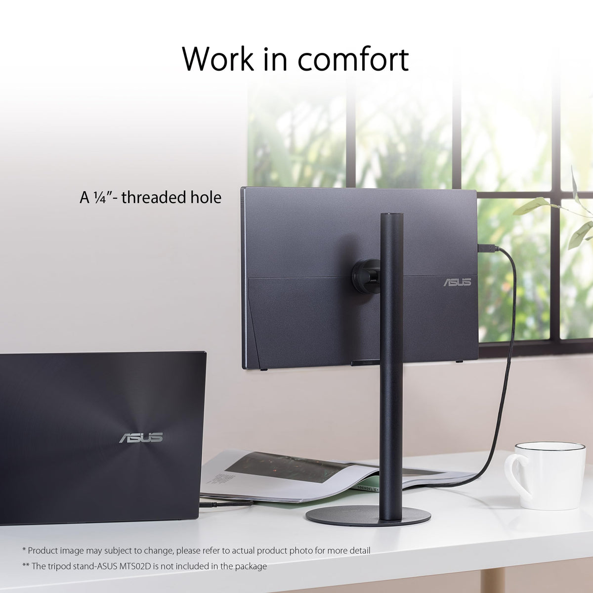 ASUS ZenScreen MB16ACV Portable USB Monitor 15.6p Full HD IPS Hybrid Signal Solution USB Type-C Flicker Free Blue Light Filter