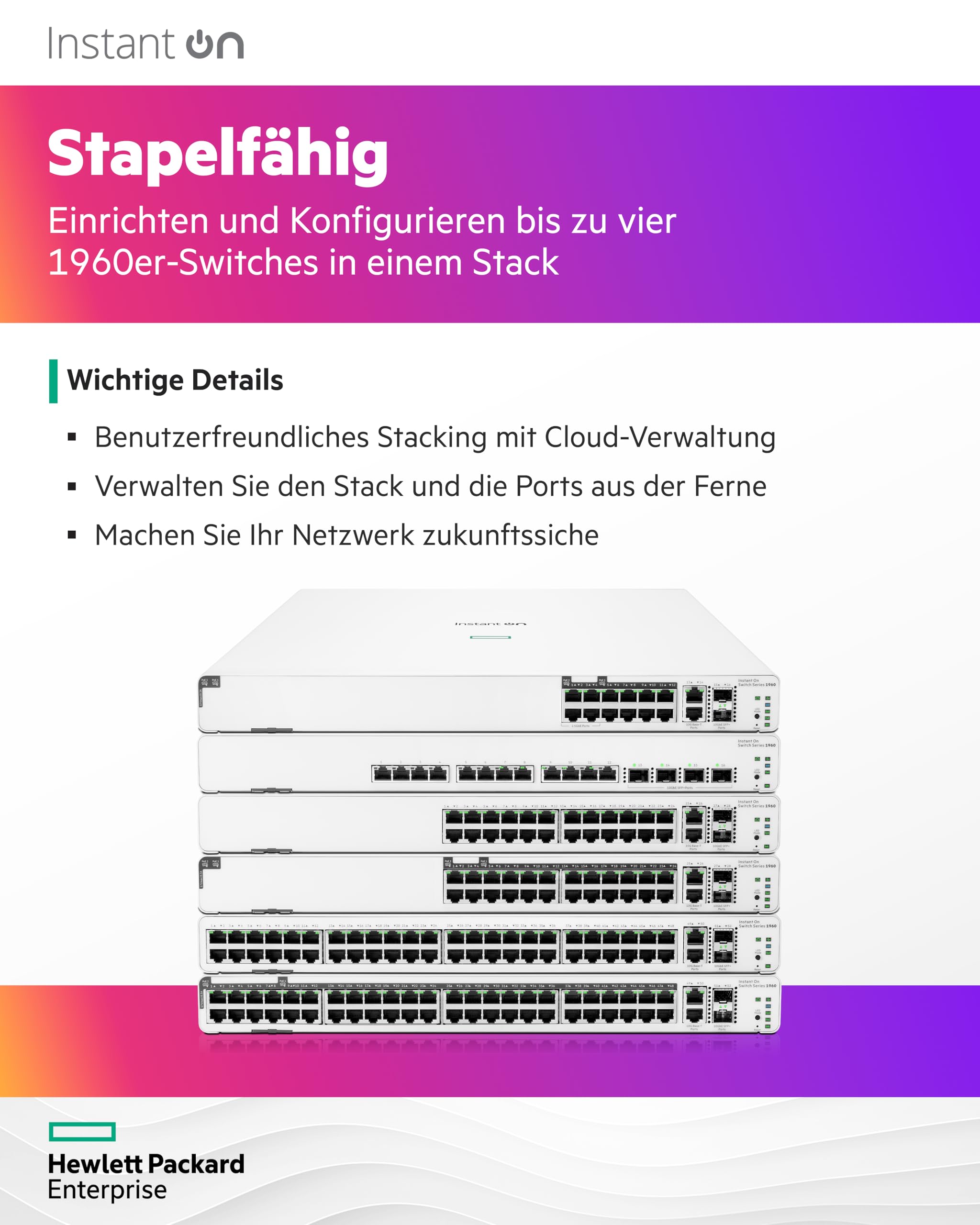 HPE Networking Instant On 1960 48G 40p Class4 8p Class6 PoE 2XGT 2SFP+ 600W Switch Commutateur Géré 48 x 10/100/1000