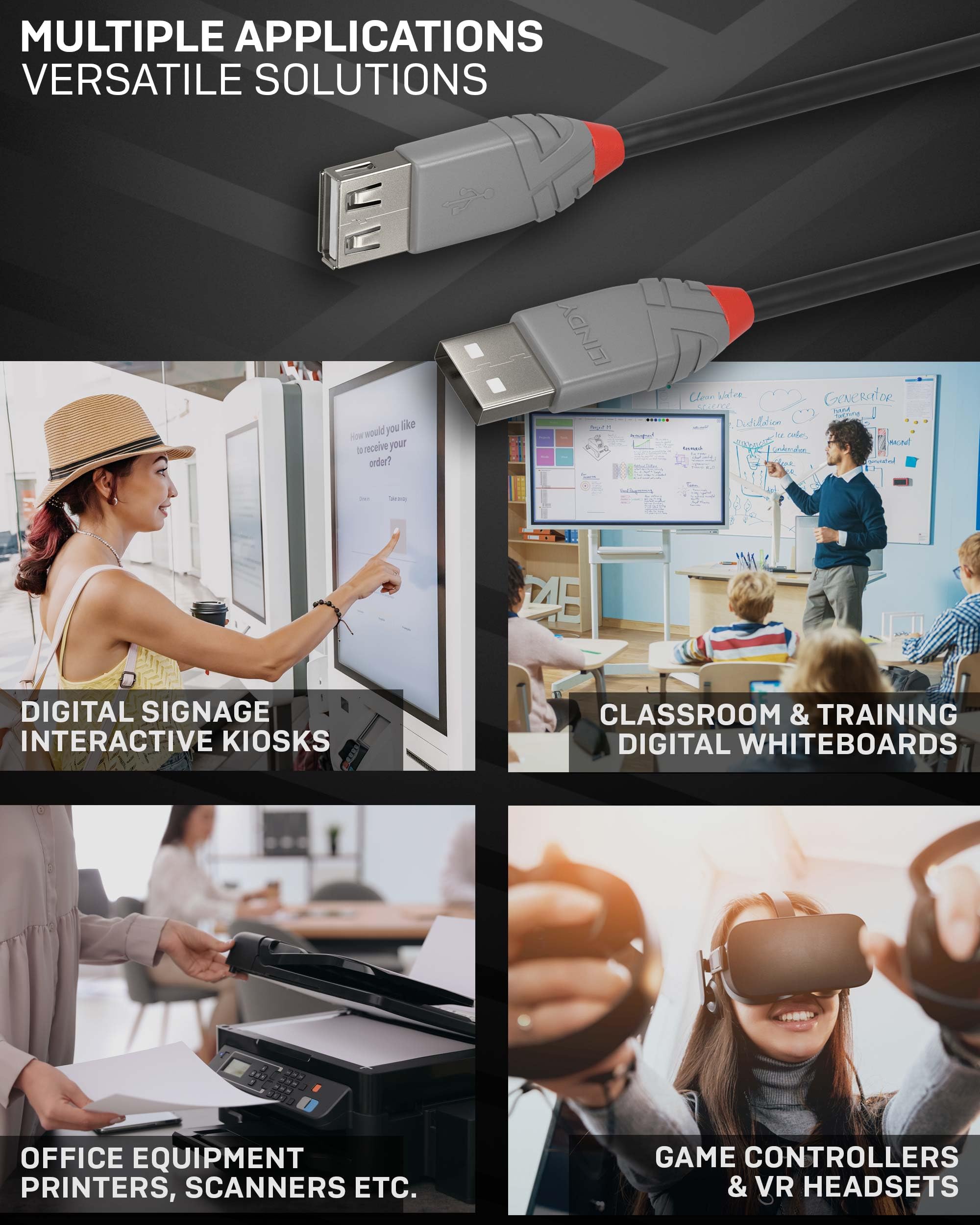 LINDY Rallonge USB 2.0 type A Anthra Line 3m