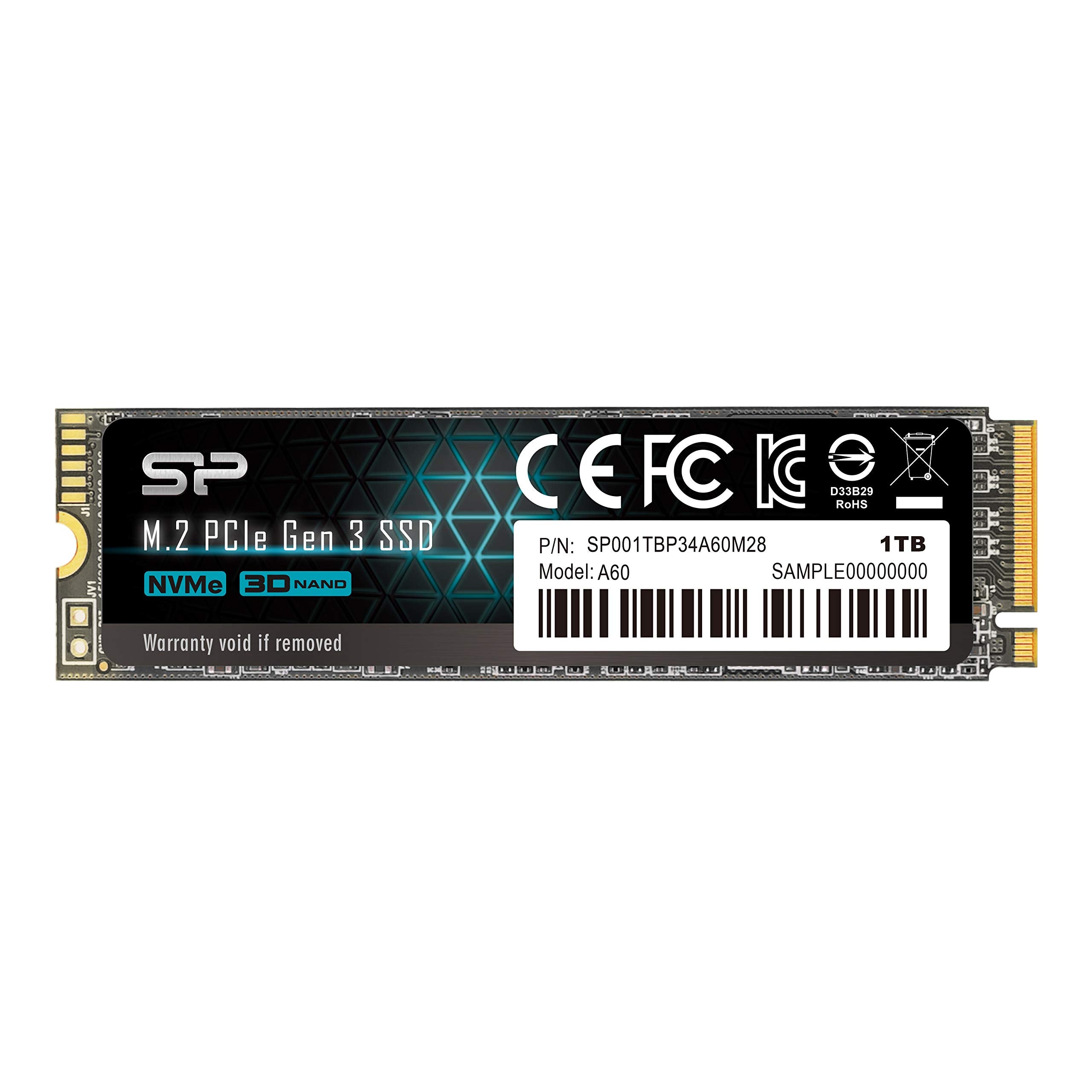 SILICON POWER SSD P34A60 1To M.2 PCIe Gen3 x4 NVMe 2200/1600 Mo/s