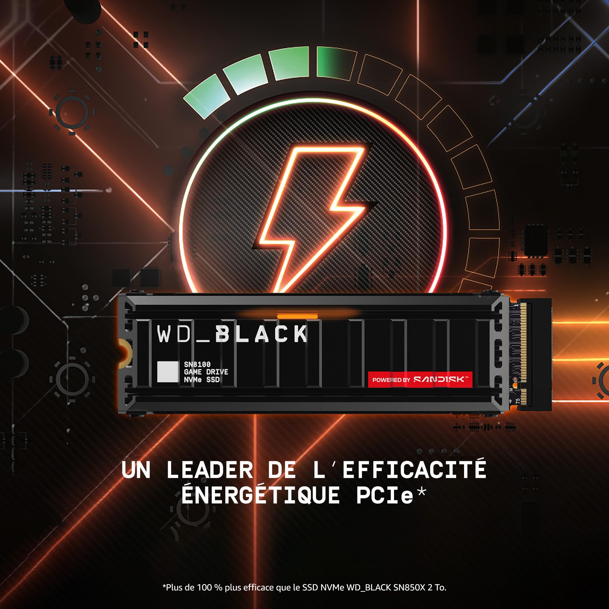 WD Black SN8100 NVMe SSD 4To M.2 2280 W/Heatsink POWERED BY SANDISK