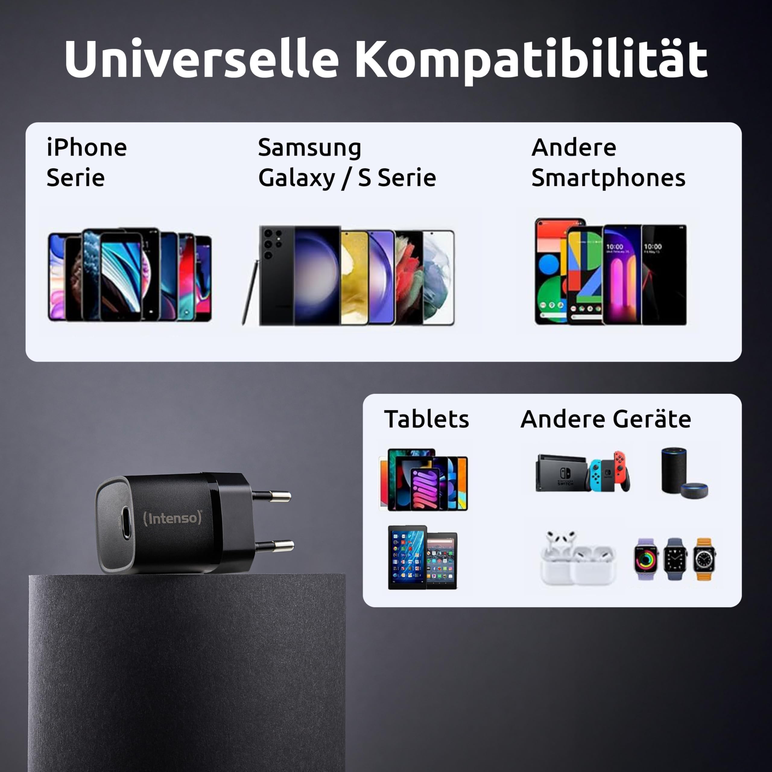 INTENSO CHARGEUR SECTEUR USB TYPE C 30 W GaN - NOIR