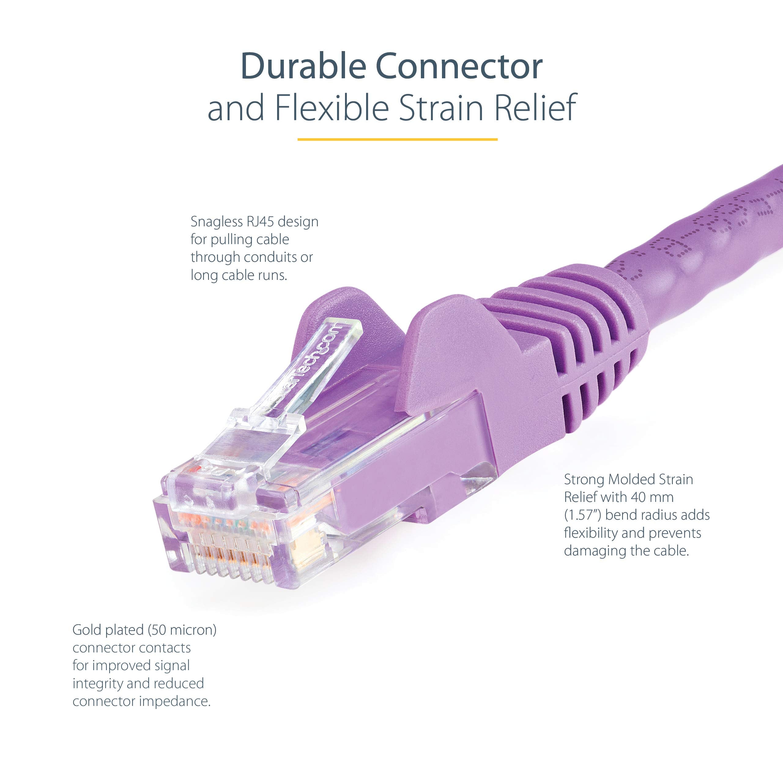 0.5m Purple Snagless Cat6 Patch Cable