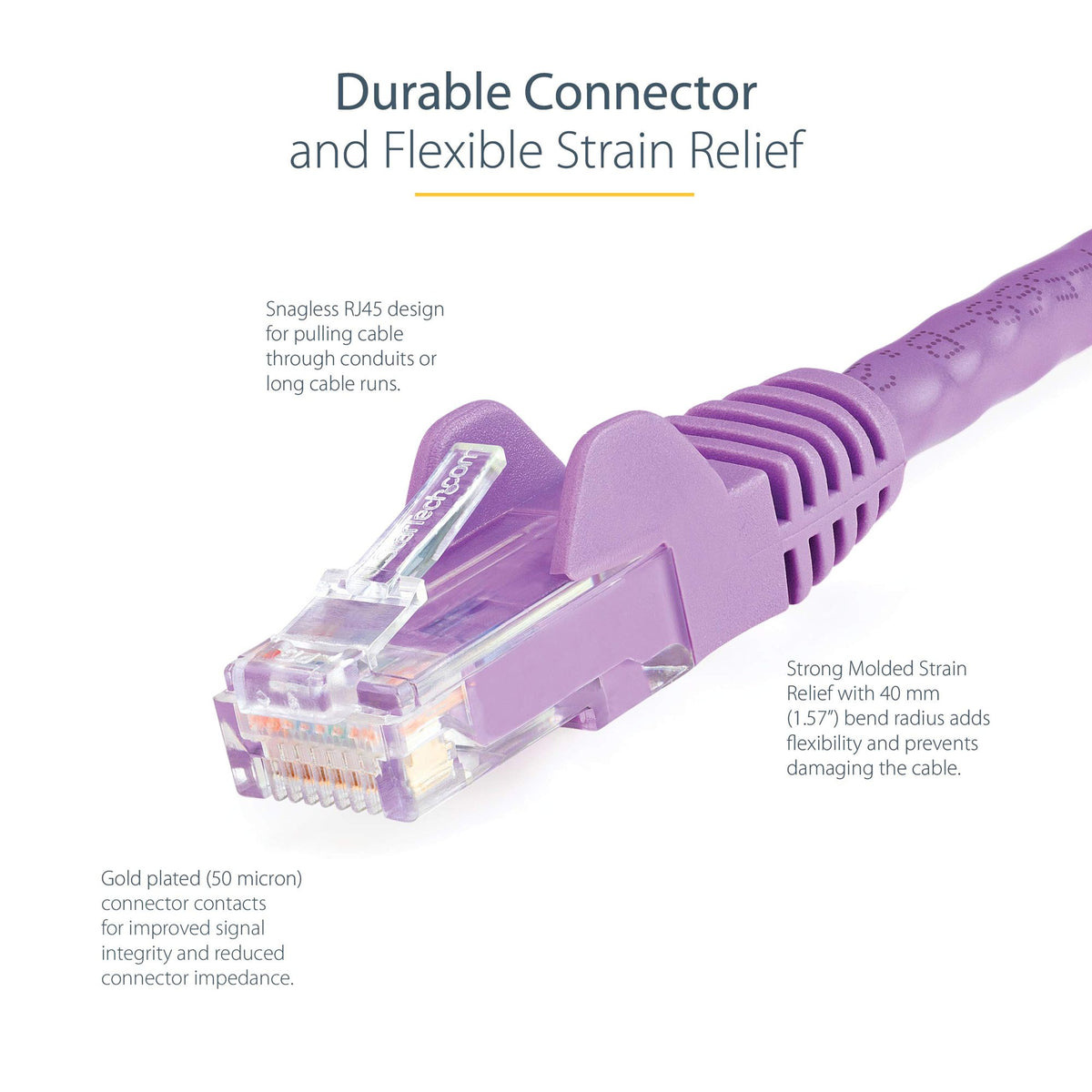 10m Purple Snagless Cat6 Patch Cable