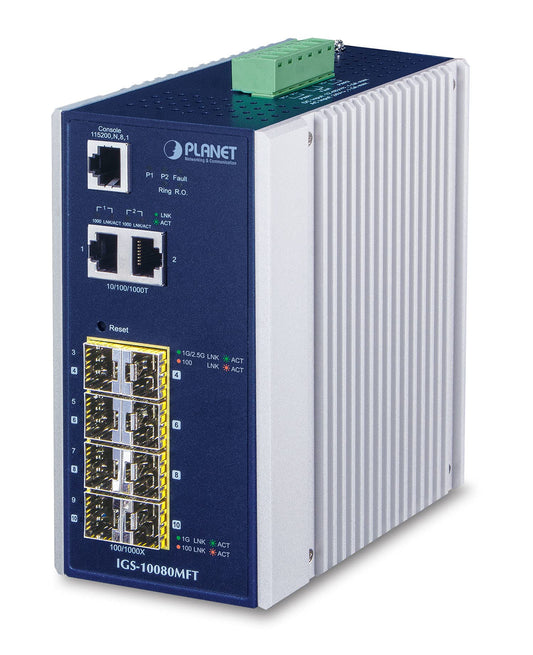 PLANET IGS-10080MFT commutateur réseau Géré Gigabit Ethernet (10/100/1000) Bleu, Blanc