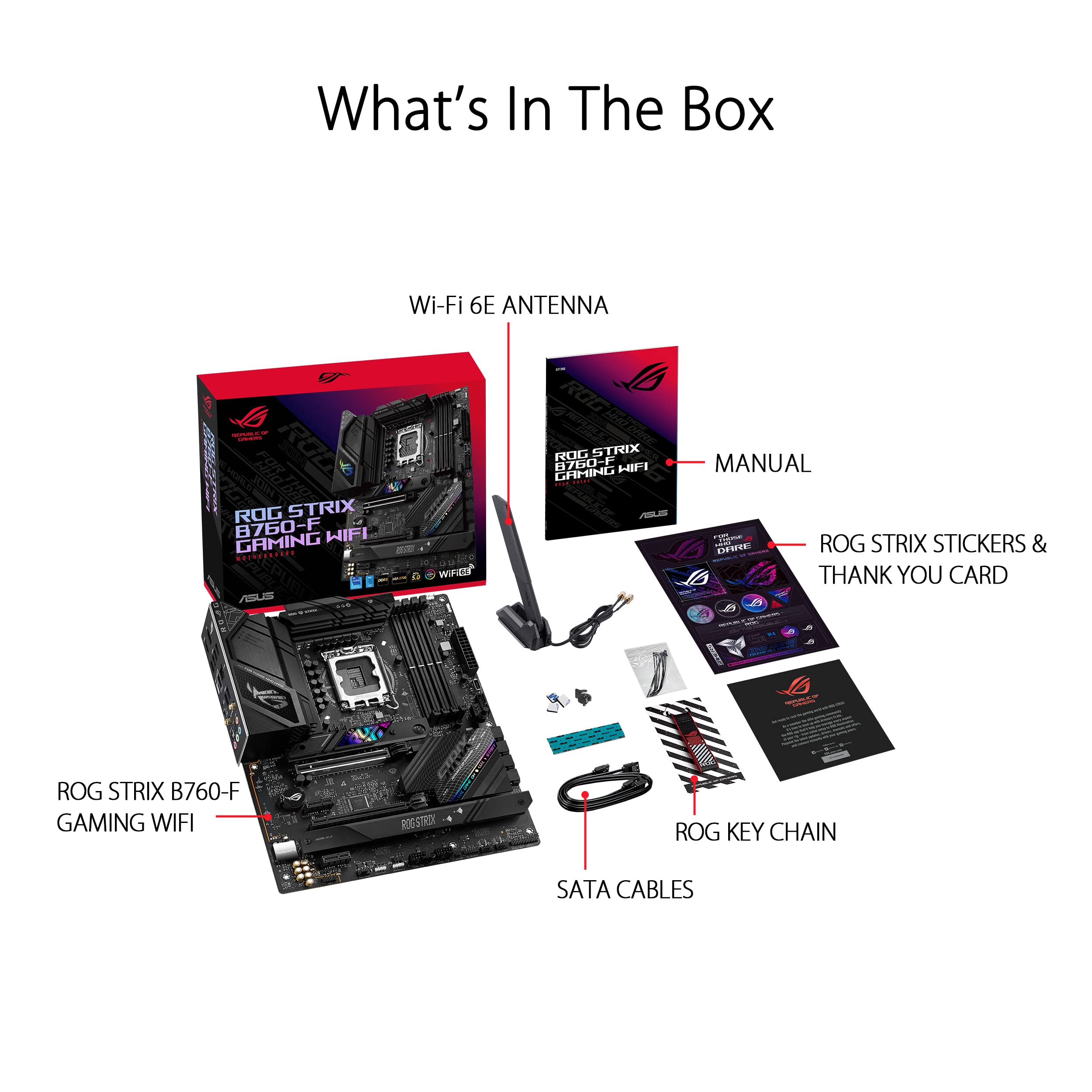 ASUS ROG STRIX B760-F GAMING WIFI LGA 1700 4xDDR5 ATX 4xSATA MB 1xHDMI 2.1 1xDP 1.4 3xM.2