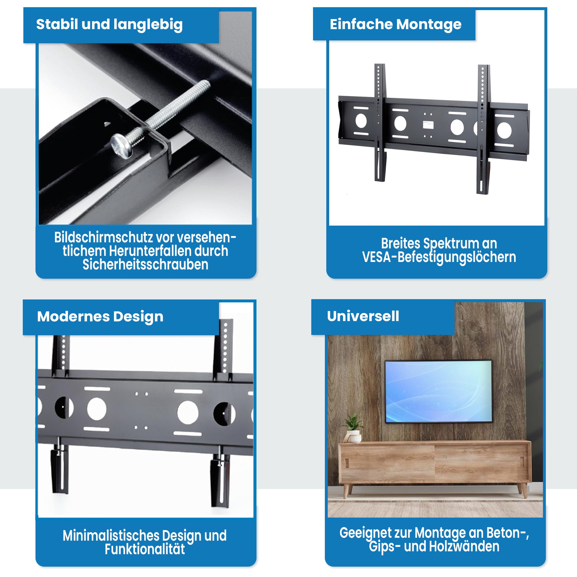 "Support mural fixe Edbak TWB1 50""-86"". Capacité de charge 80 kg 800x400 VESA"