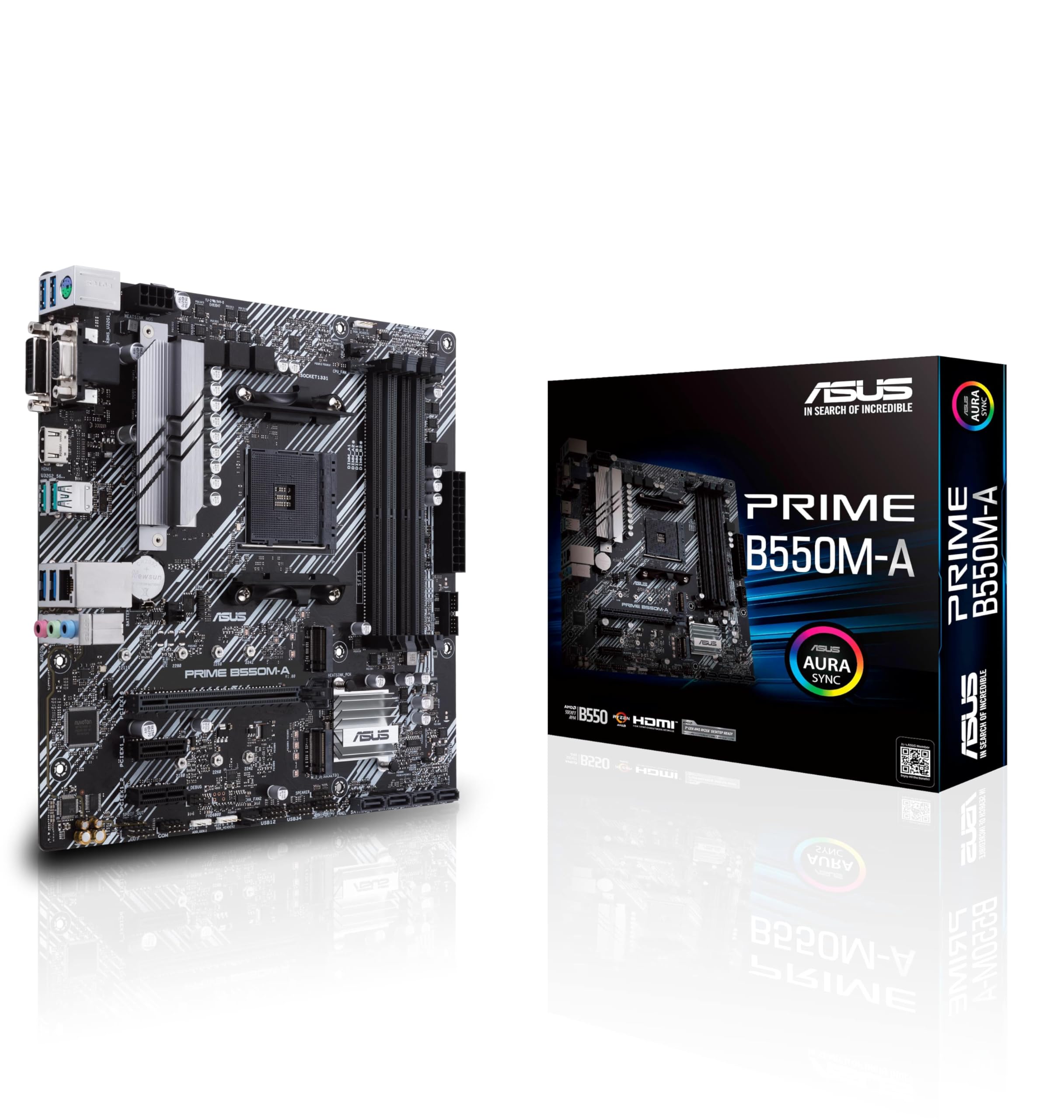 ASUS PRIME B550M-A mATX MB dual M.2 PCIe 4.0 1Gb Ethernet HDMI/D-Sub/DVI SATA 6Gbps USB3.2 Gen 2 Type-A