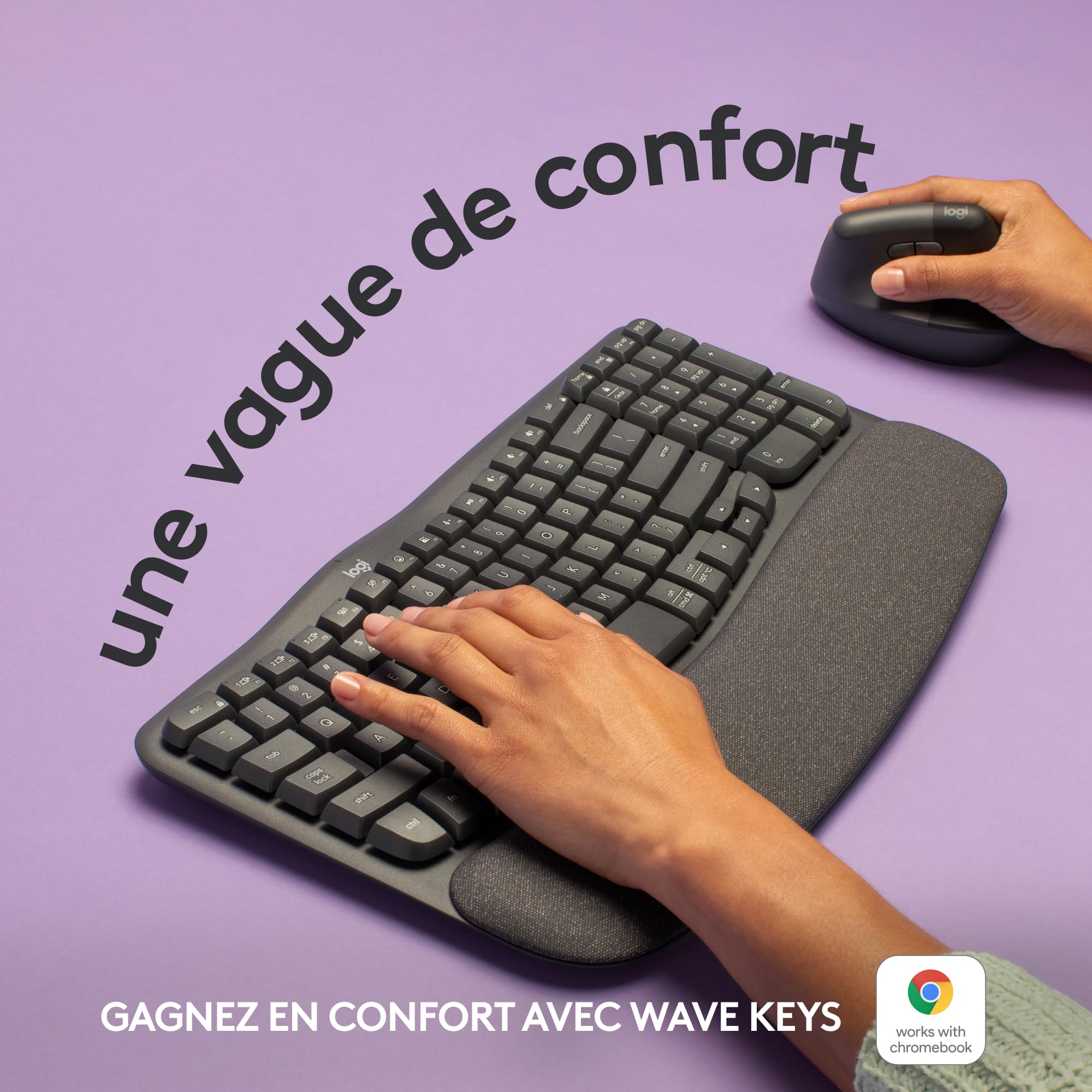 Wave Keys Wireless Ergo KBD GRAPHITE FR