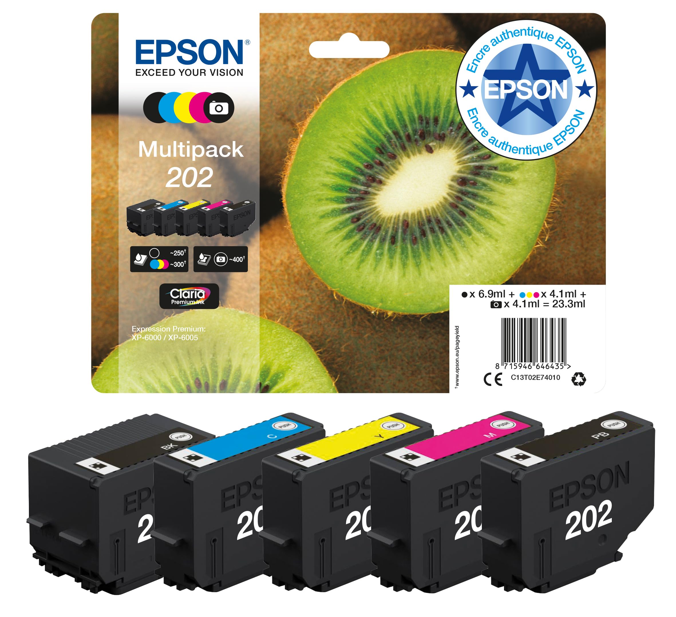 EPSON 1LB Multipack 5-farbig 202 Kiwi Clara Premium Ink