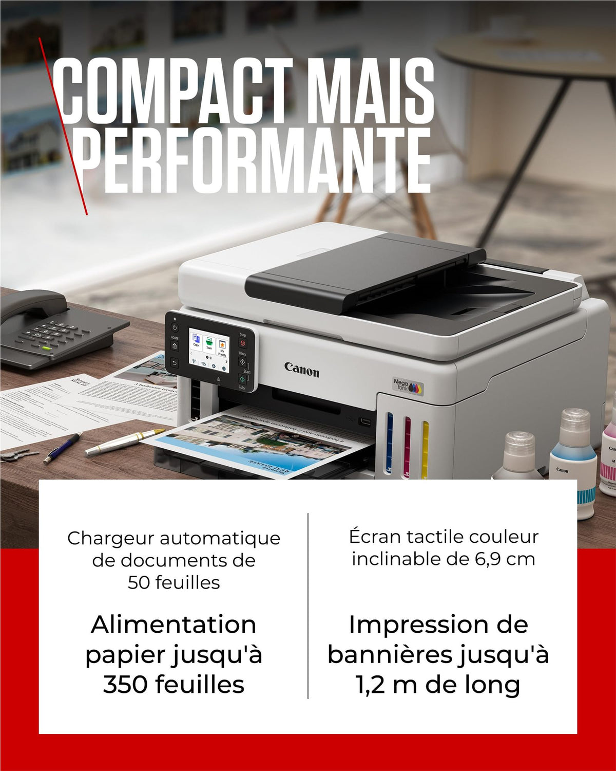CANON MAXIFY GX6150 MegaTank MFP colour inkjet CISS Legal 216x356mm A4 24ipm Print 350sheets USB Wi-Fi LAN