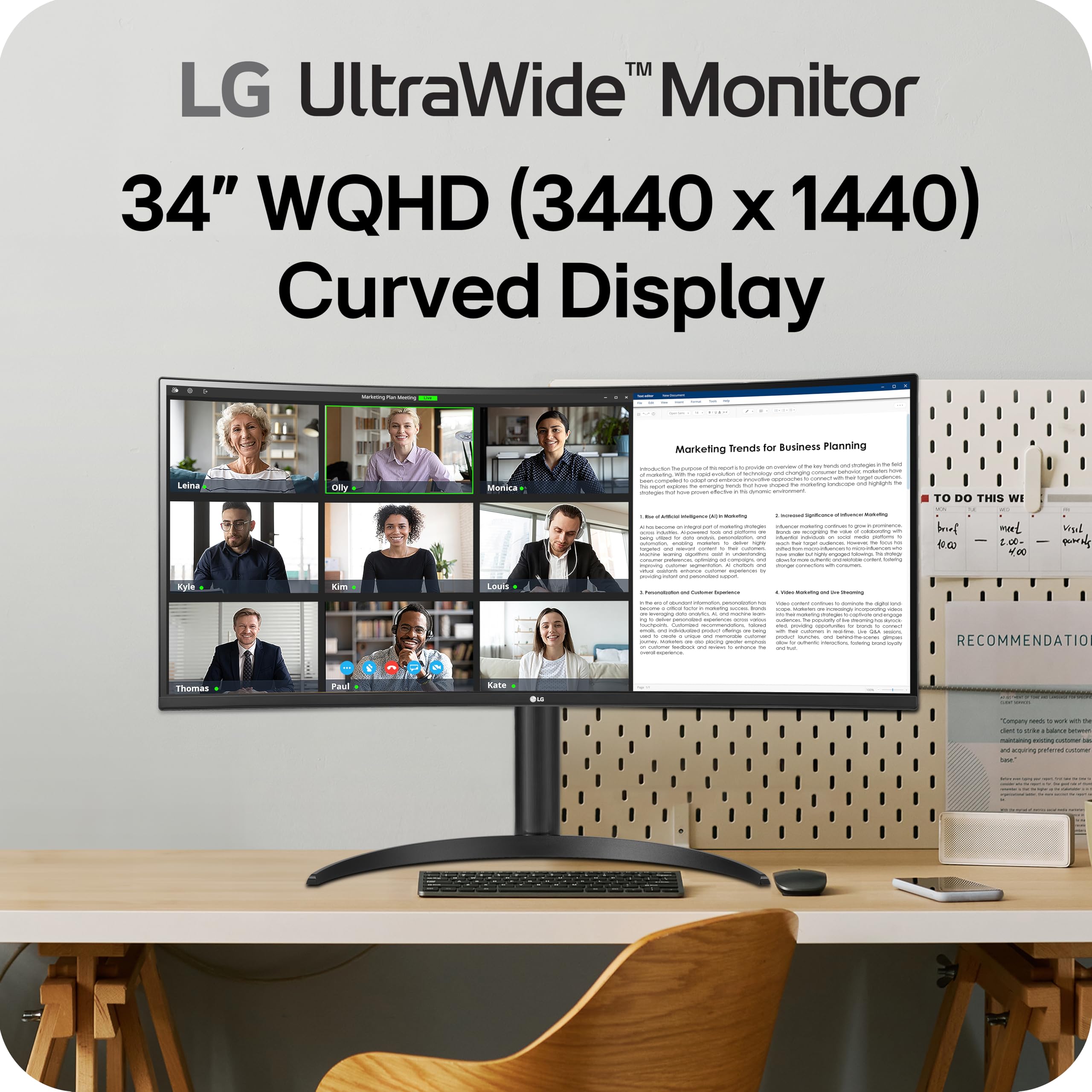 "LG 34WR55QK-B écran plat de PC 86,4 cm (34"") 3440 x 1440 pixels Wide Quad HD Noir"