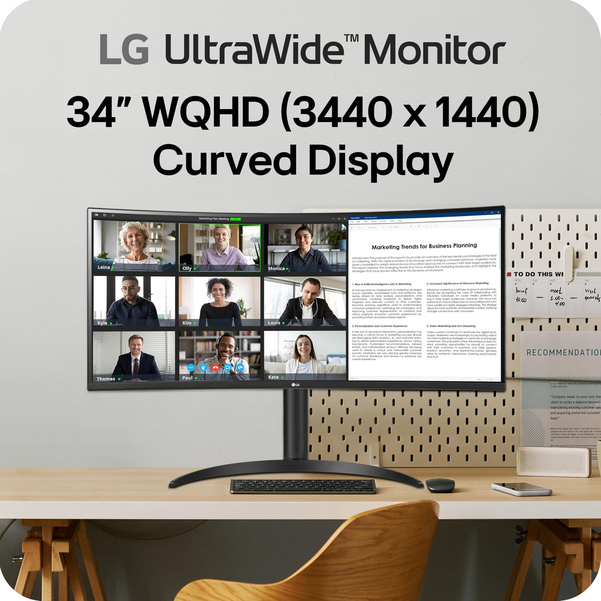 "LG 34WR55QK-B écran plat de PC 86,4 cm (34"") 3440 x 1440 pixels Wide Quad HD Noir"