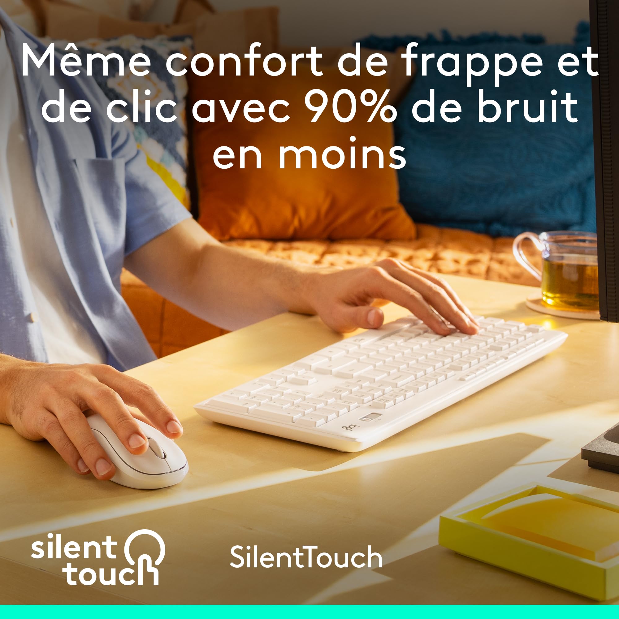 LOGITECH MK295 Silent Wireless Combo - OFF WHITE - FRA - CENTRAL