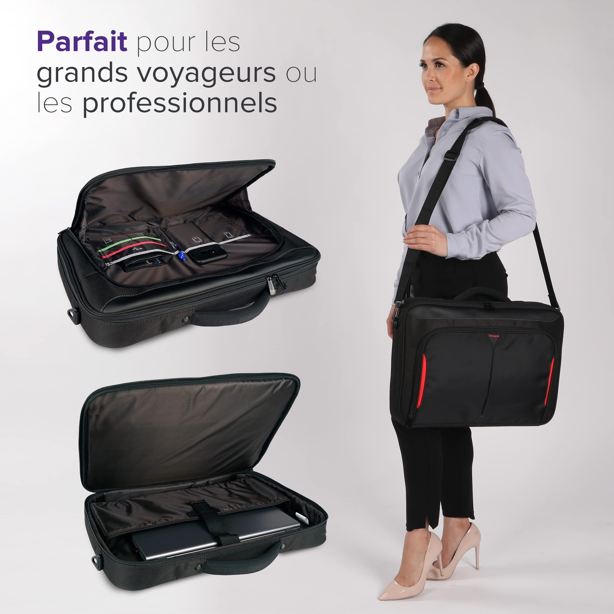 TARGUS sacoche Classic 17-18p Clamshell noire et rouge