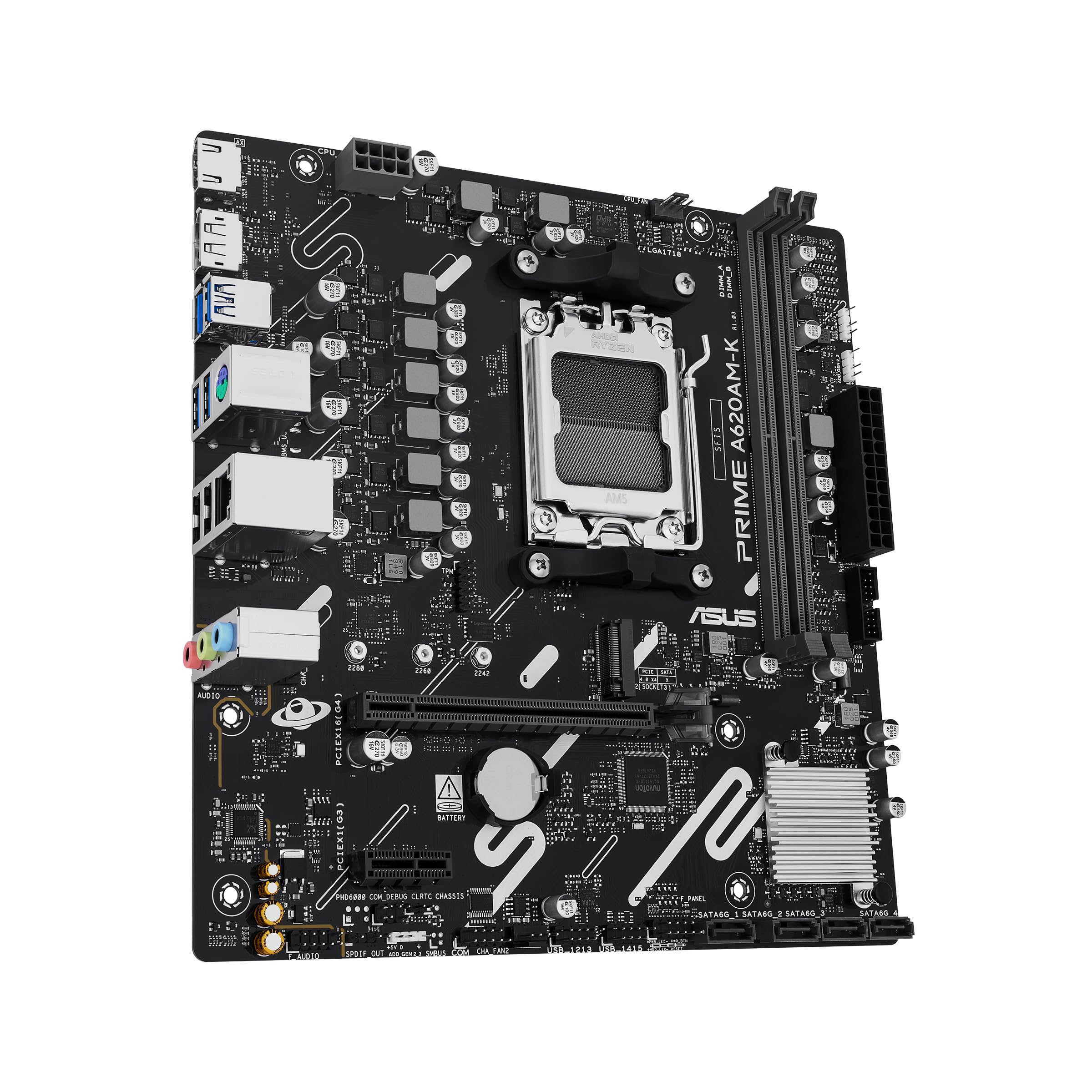 ASUS AMD A620A mATX motherboard 2xDDR5 1xHDMI 2.1 1xDP 1.4 1xM.2 4xSATA