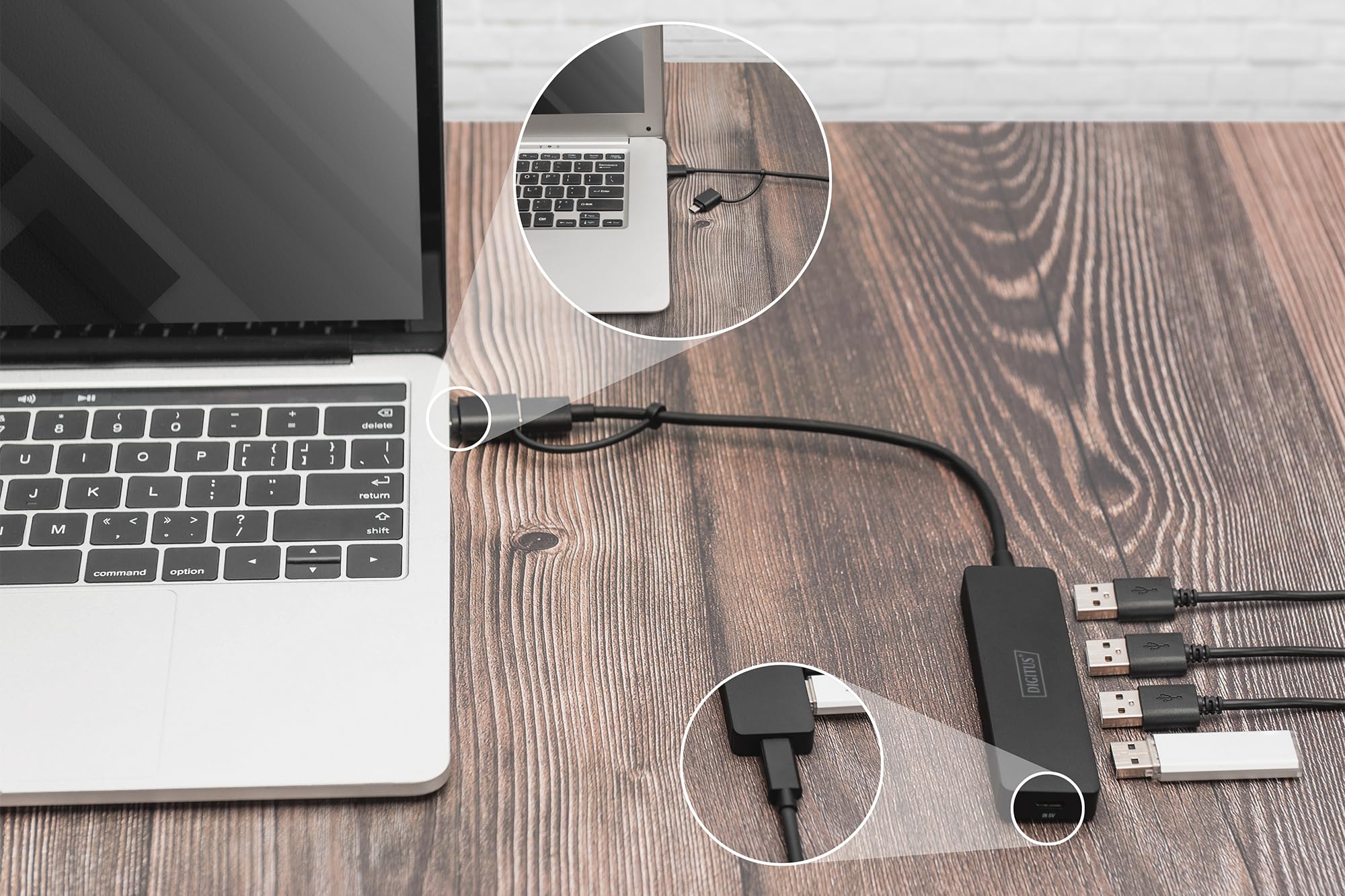 Digitus DA-70236 hub & concentrateur USB 3.2 Gen 1 (3.1 Gen 1) Type-A + Type-C 12000 Mbit/s Noir